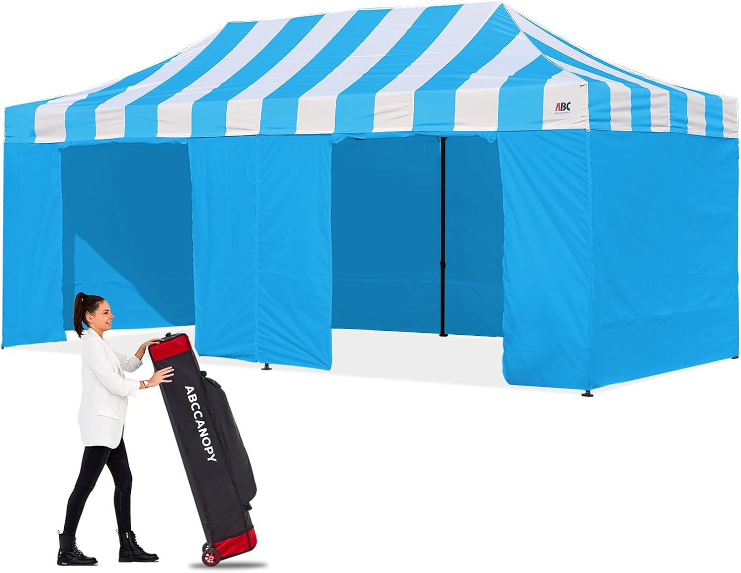 ABCCANOPY Heavy Duty Easy Pop up Canopy Tent with Sidewalls 10x20, Turquoise