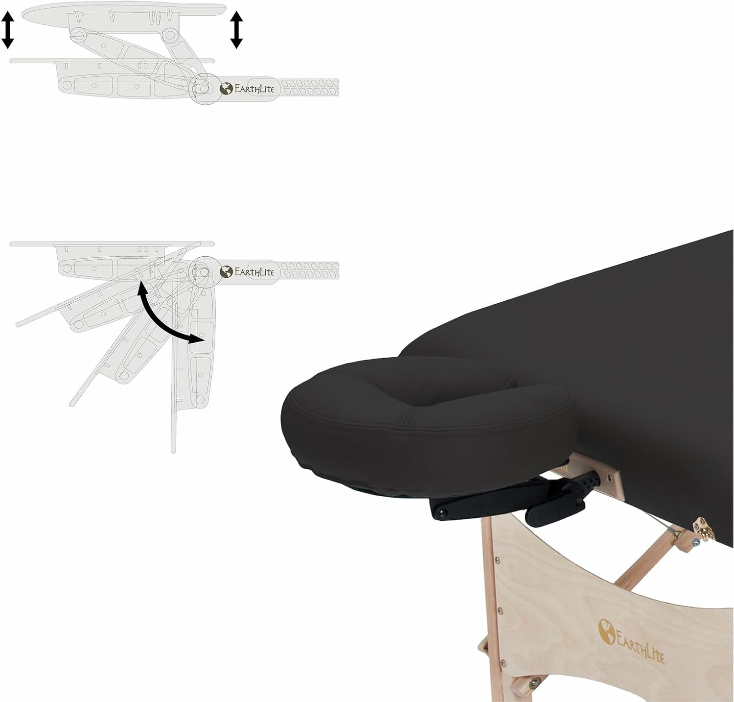 EarthLite Harmony DX Portable Massage Table Package, Includes Table + Face Cradle + Carrying Case, 30" x 73, Black