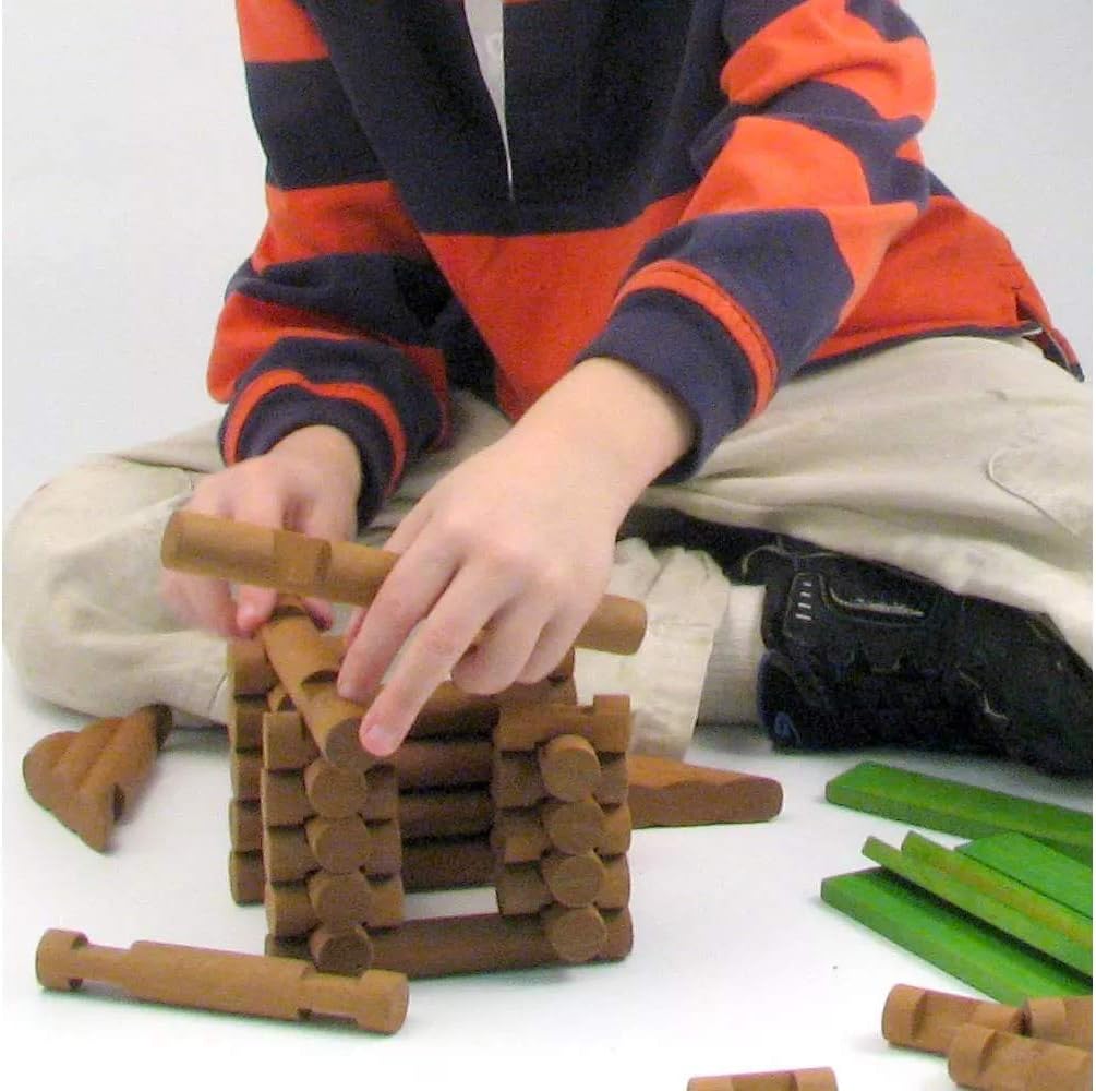 Tumble Tree Timbers Wood Building Set – 450 Pieces. Build Log Cabins. Educational STEM Toy