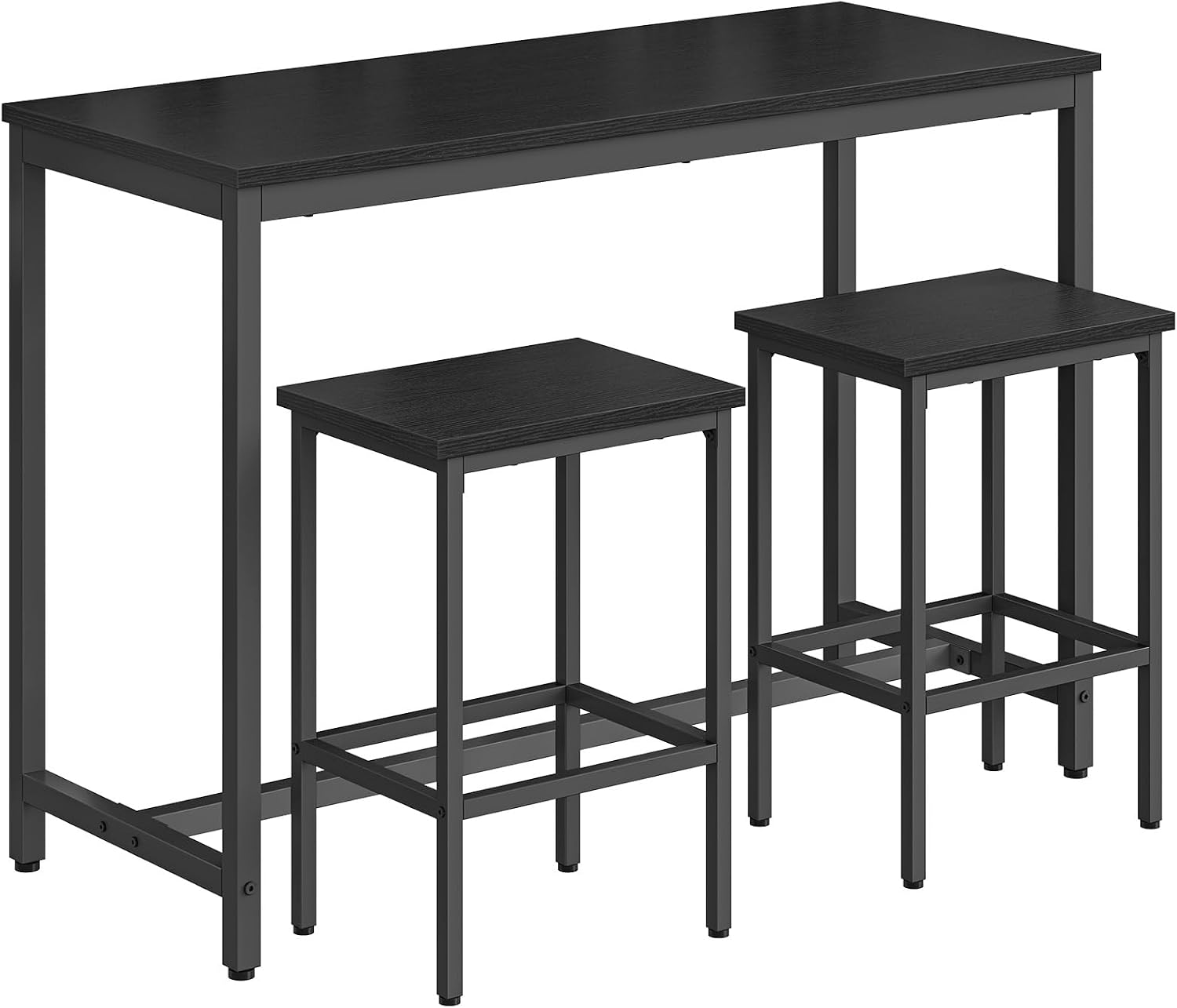 HOOBRO Bar Table and Chairs Set, 47.2” Rectangular Pub Table with 2 Stools for Small Space, 3-Piece Breakfast stools Set, Sturdy Metal Frame