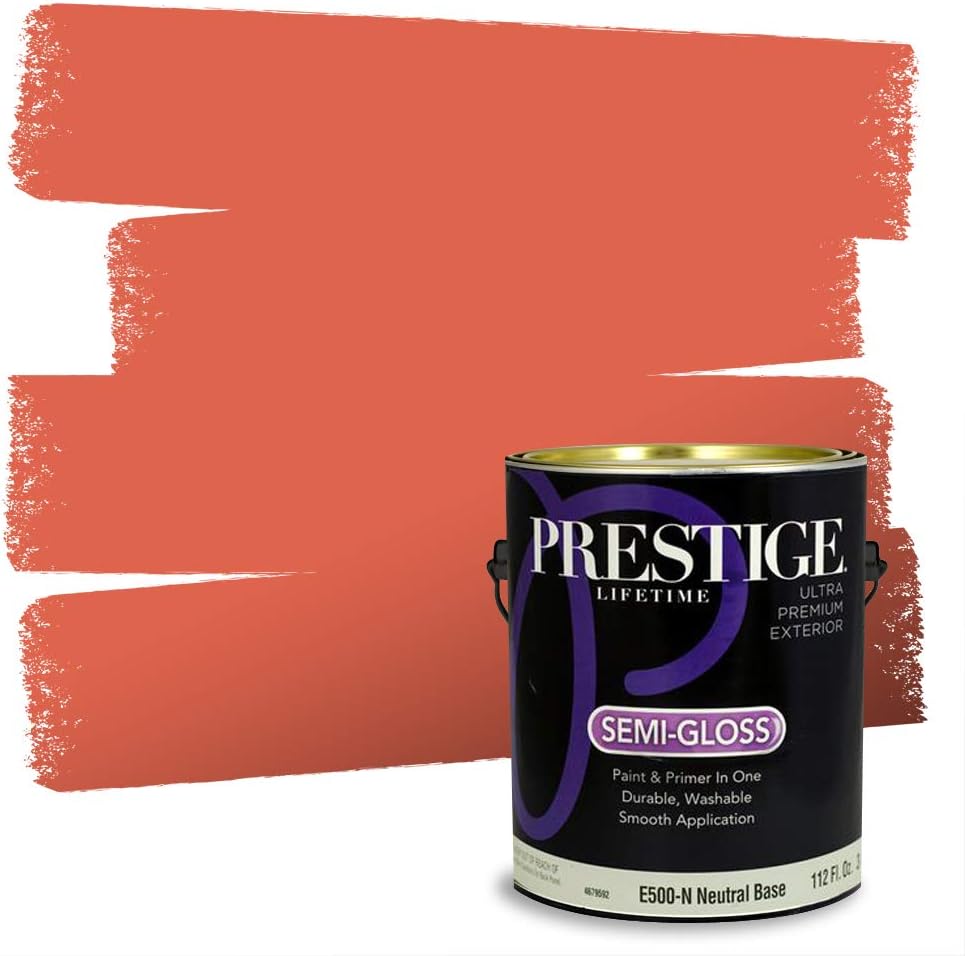 PRESTIGE Paints Exterior Paint and Primer In One, 1-Gallon, Satin, Comparable Match of Sherwin Williams* Real Red*