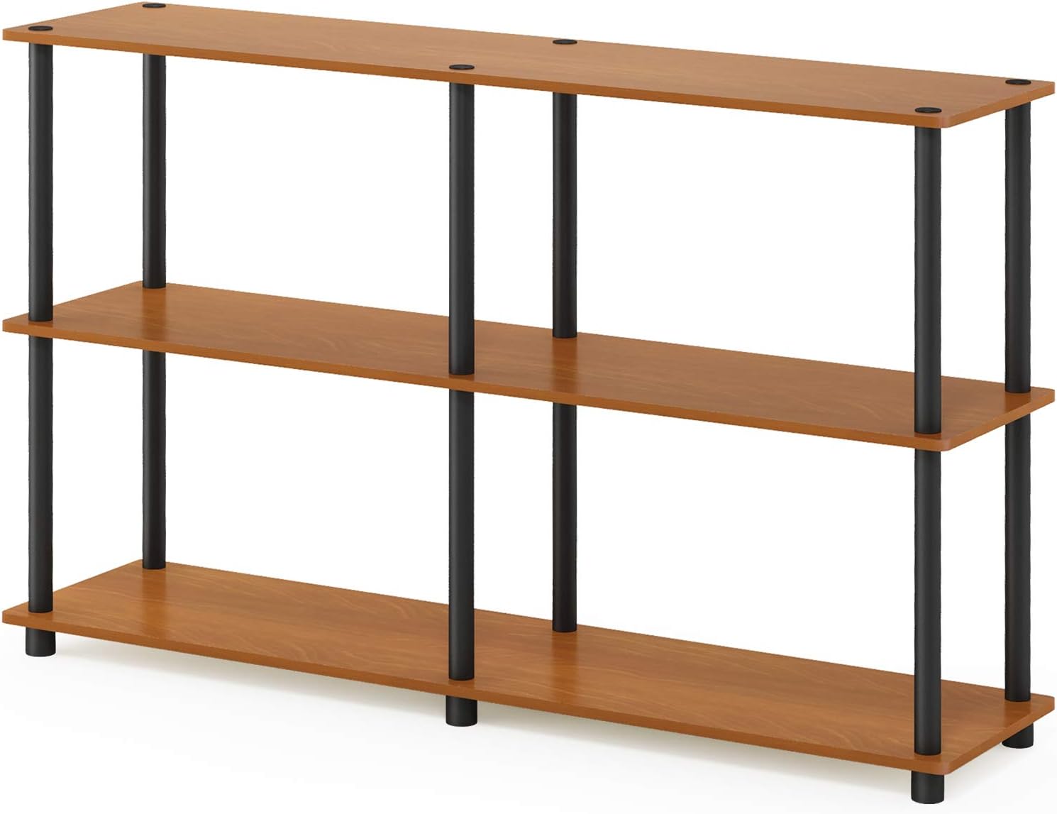 Furinno TURN-N-TUBE Storage Shelves, 3-Tier 47.4 Wide Book Shelf, Corner Shelf, Toolless Open Shelves, for Organization and Storage, Living Room, Garage, Home Office, Black
