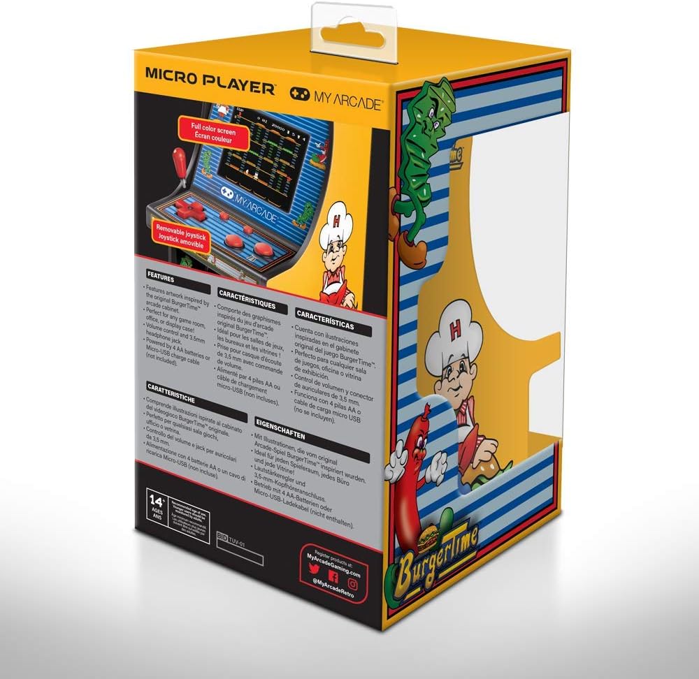 My Arcade Micro Player Mini Arcade Machine: Galaga Video Game, Fully Playable, 6.75 Inch Collectible, Color Display, Speaker, Volume Buttons, Headphone Jack - Electronic Games