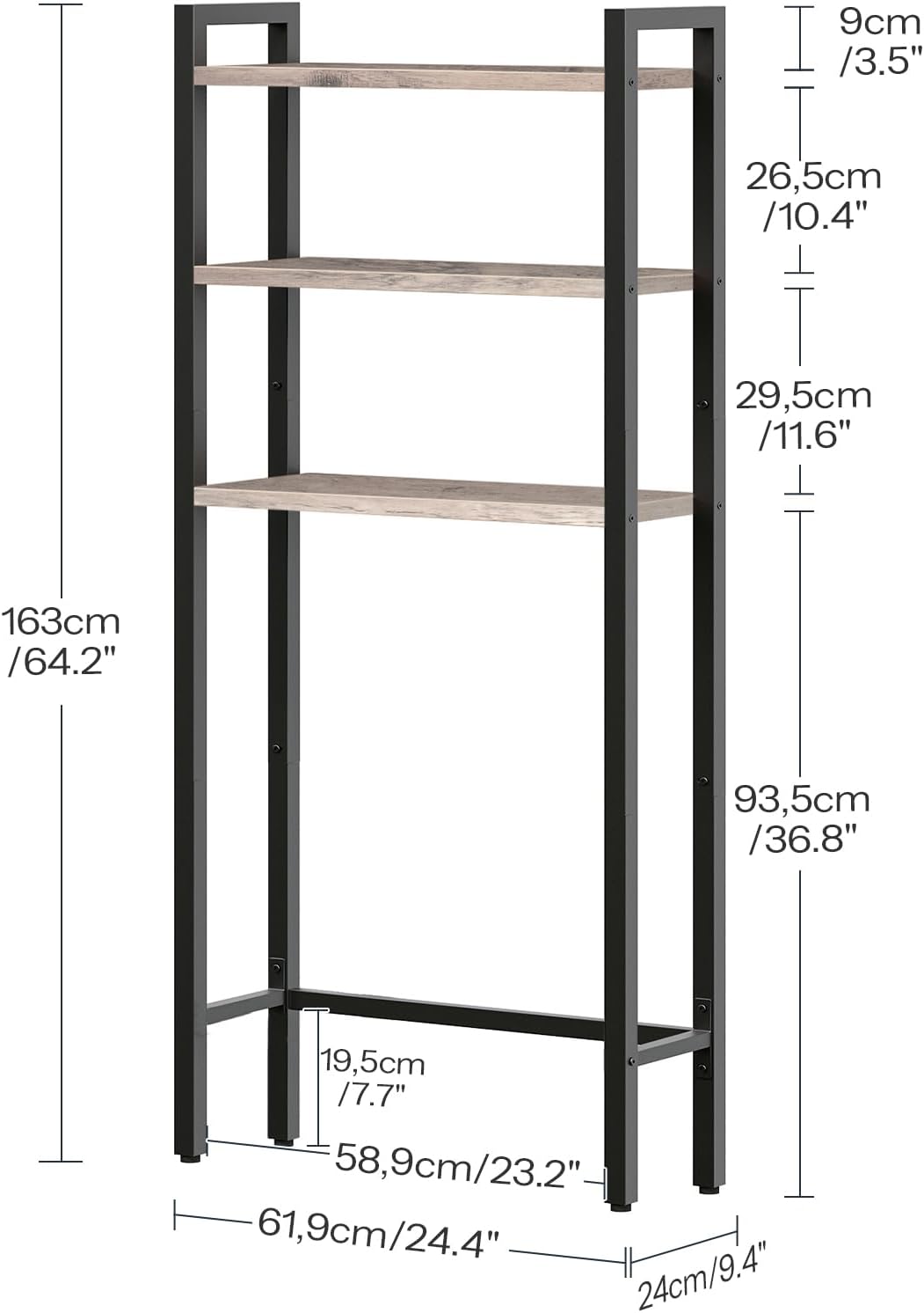 HOOBRO Over The Toilet Storage, 3-Tier Bathroom Organizer Shelf Over Toilet, Freestanding Bathroom Storage Shelves, Space Saver
