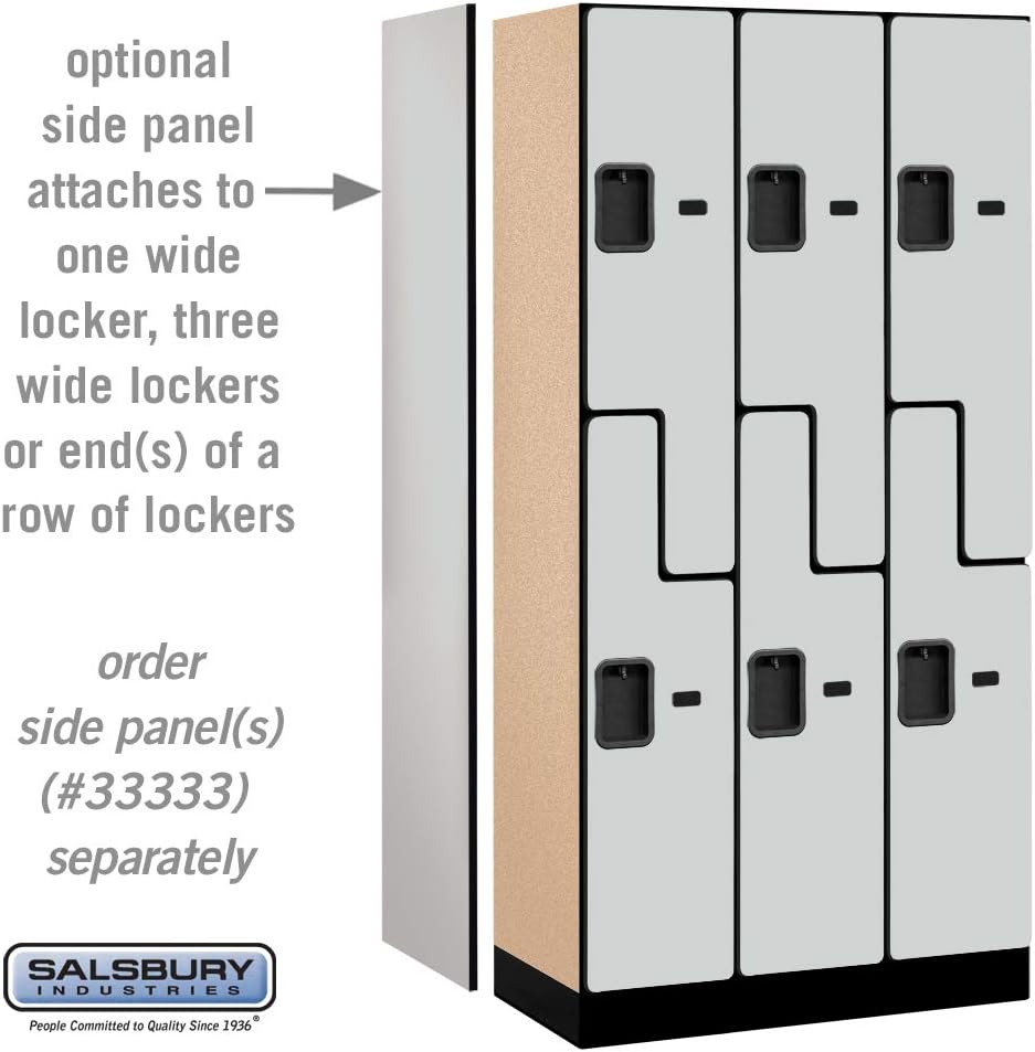 Salsbury Industries 2-Tier S-Style Designer Wood Locker with Three Wide Storage Units, 6-Feet High by 18-Inch Deep, Mahogany