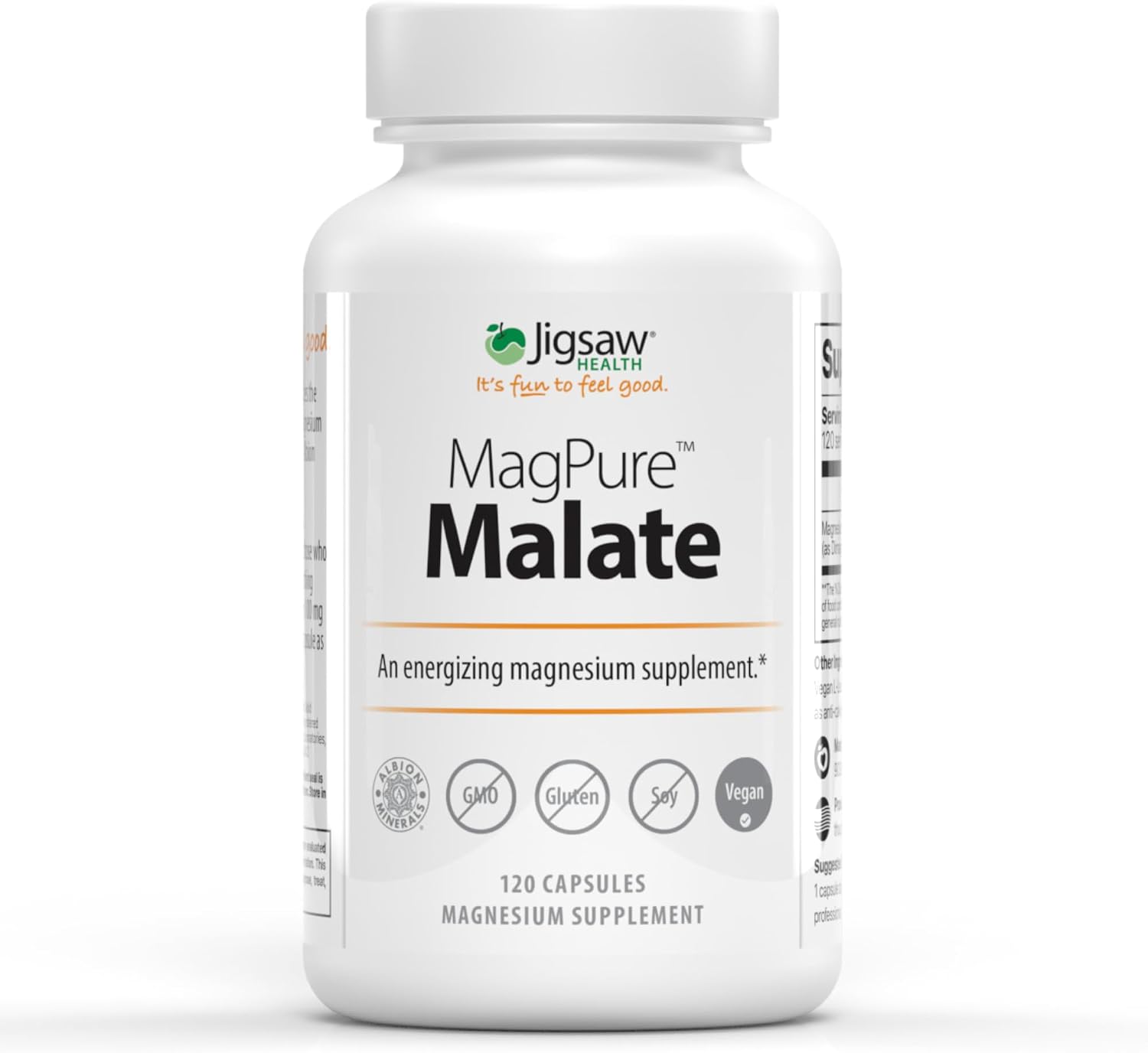Jigsaw Health MagPure Malate | Premium Magnesium Malate Capsules | 120 Servings