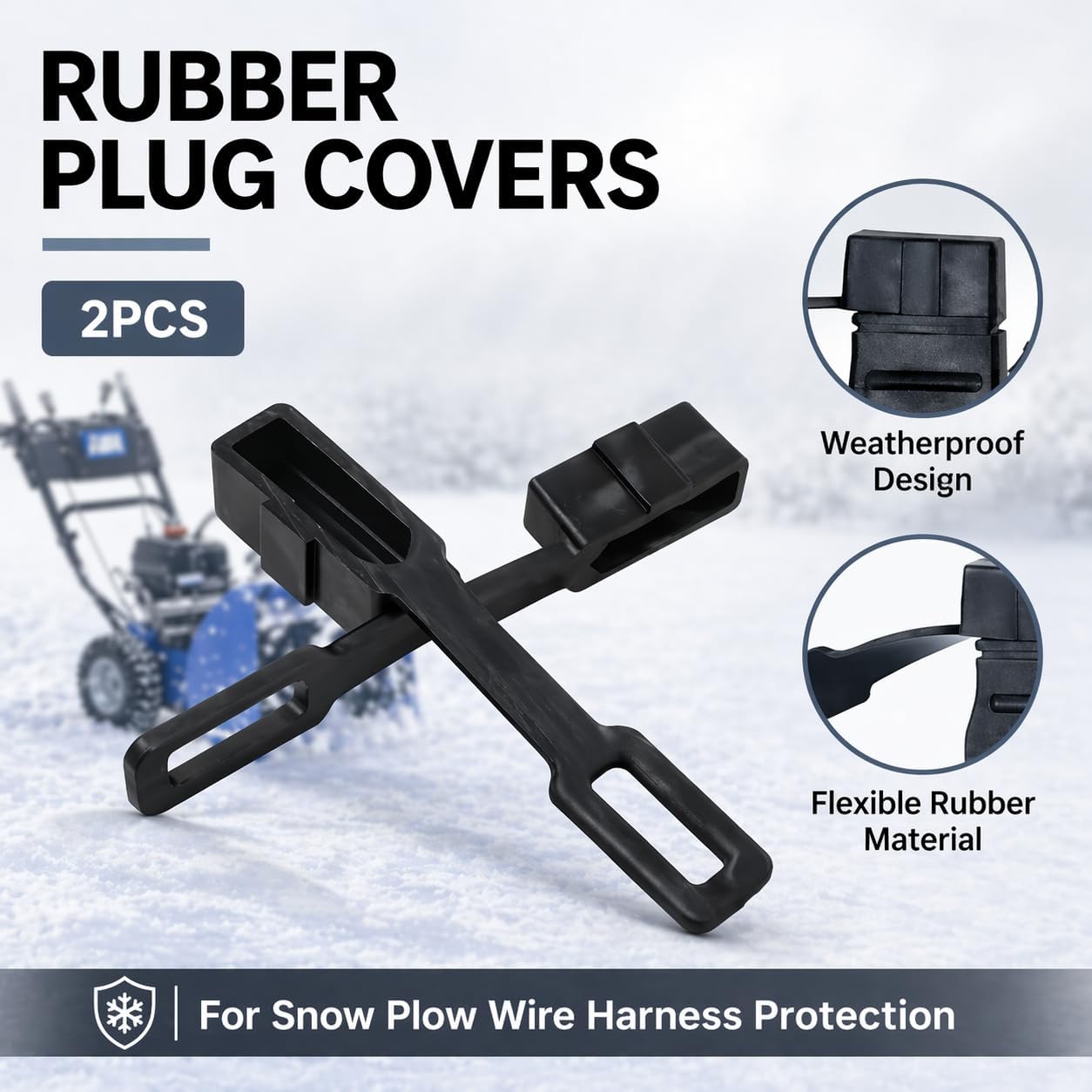 2PCS 61548 Plug Covers For Western SnowEx Fisher Snow Plow Wire Harness | Replaces 61548K B61548 8291K