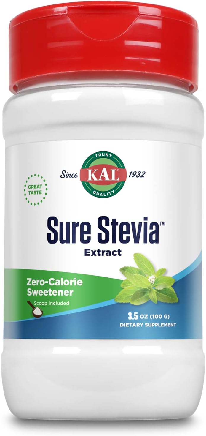 KAL Sure Stevia Extract Powder, Low Carb, Plant Based Stevia Sweetener, Great Taste, Zero Calories, Zero Sugar, Low Glycemic & Perfect for a Keto Diet, 60-Day Guarantee, Approx. 1820 Servings, 3.5oz | Zero Calorie Sweetener - Organic, Keto Friendly & Low…