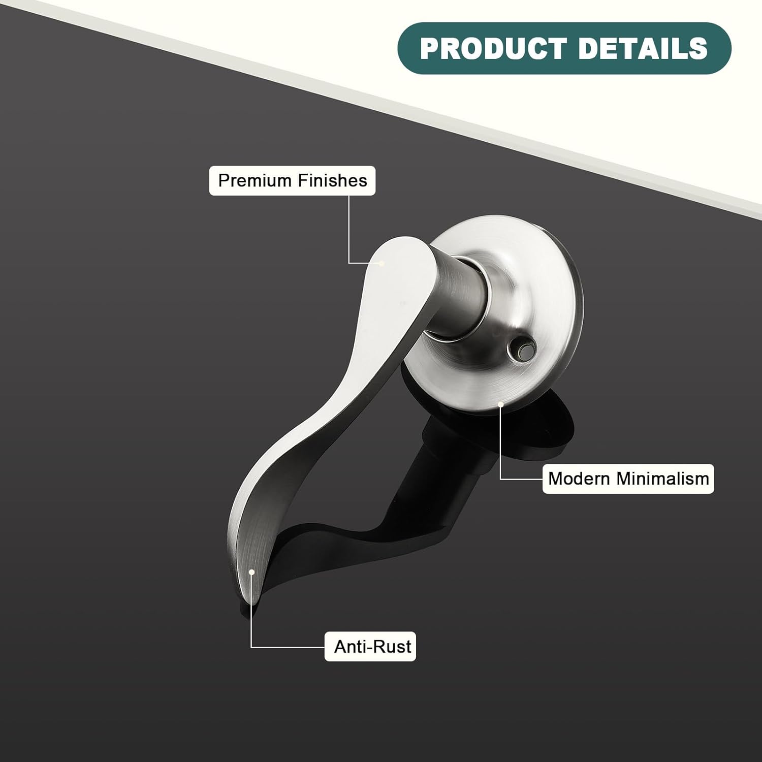 GOBEKOR 1 Pack Privacy Door Levers Brushed Nickel Lever Door Handles Interior for Bedroom and Bathroom Door Locks Wave Door Handles