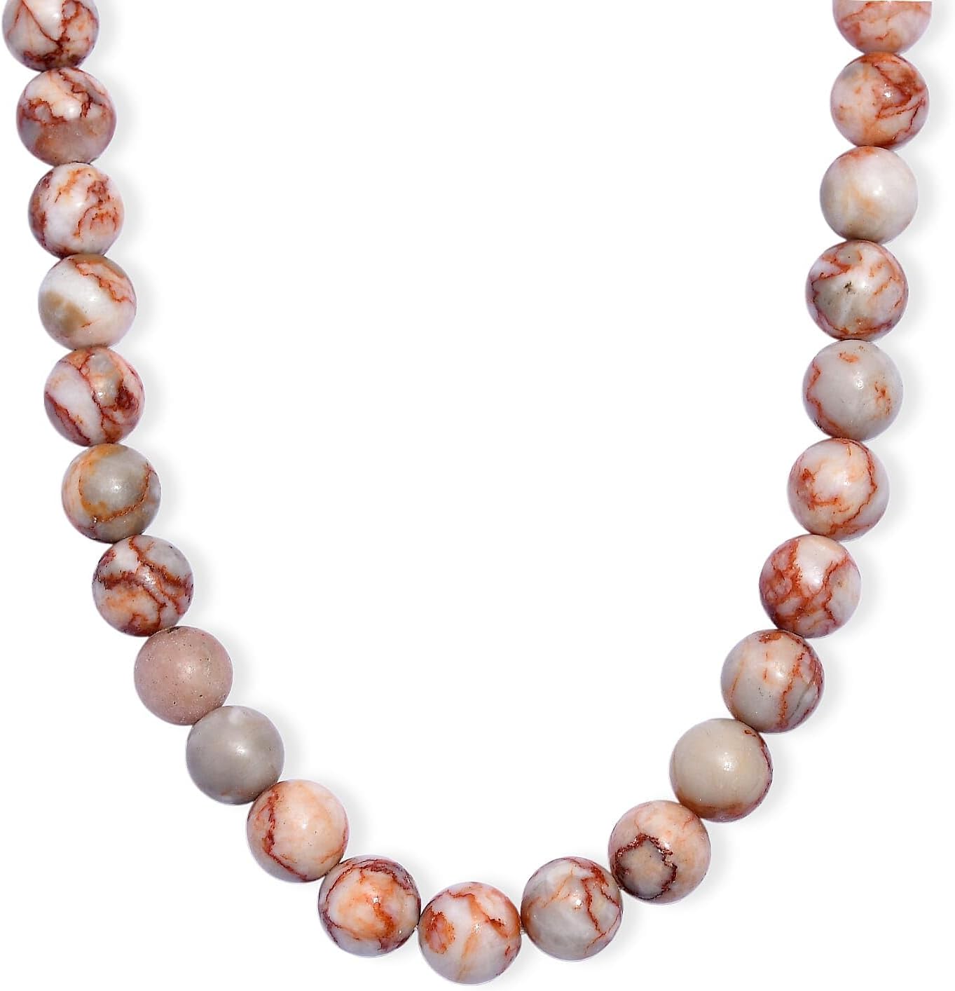 Pink Web Jasper 350.00 ctw Beaded Necklace in Platinum Plated 20 Inches