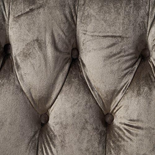 Christopher Knight Home Milani Tufted Scroll Arm Velvet Loveseat, Grey / Dark Brown