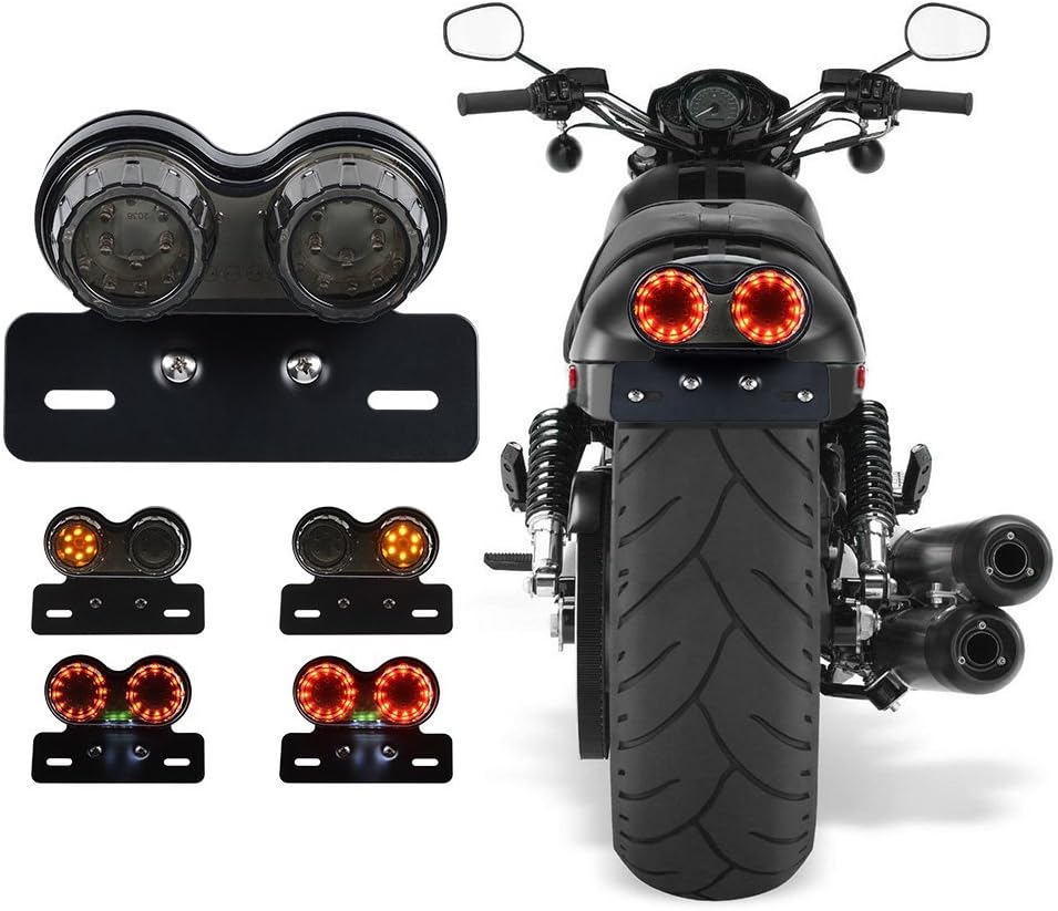 ANKIA 40-LED 40W Motorcycle Tail Light Integrated Running Lamp | Brake&Turn Signal Light with License Plate Bracket for Harly Motorcycle Street Bike Cruiser Chopper (Black)