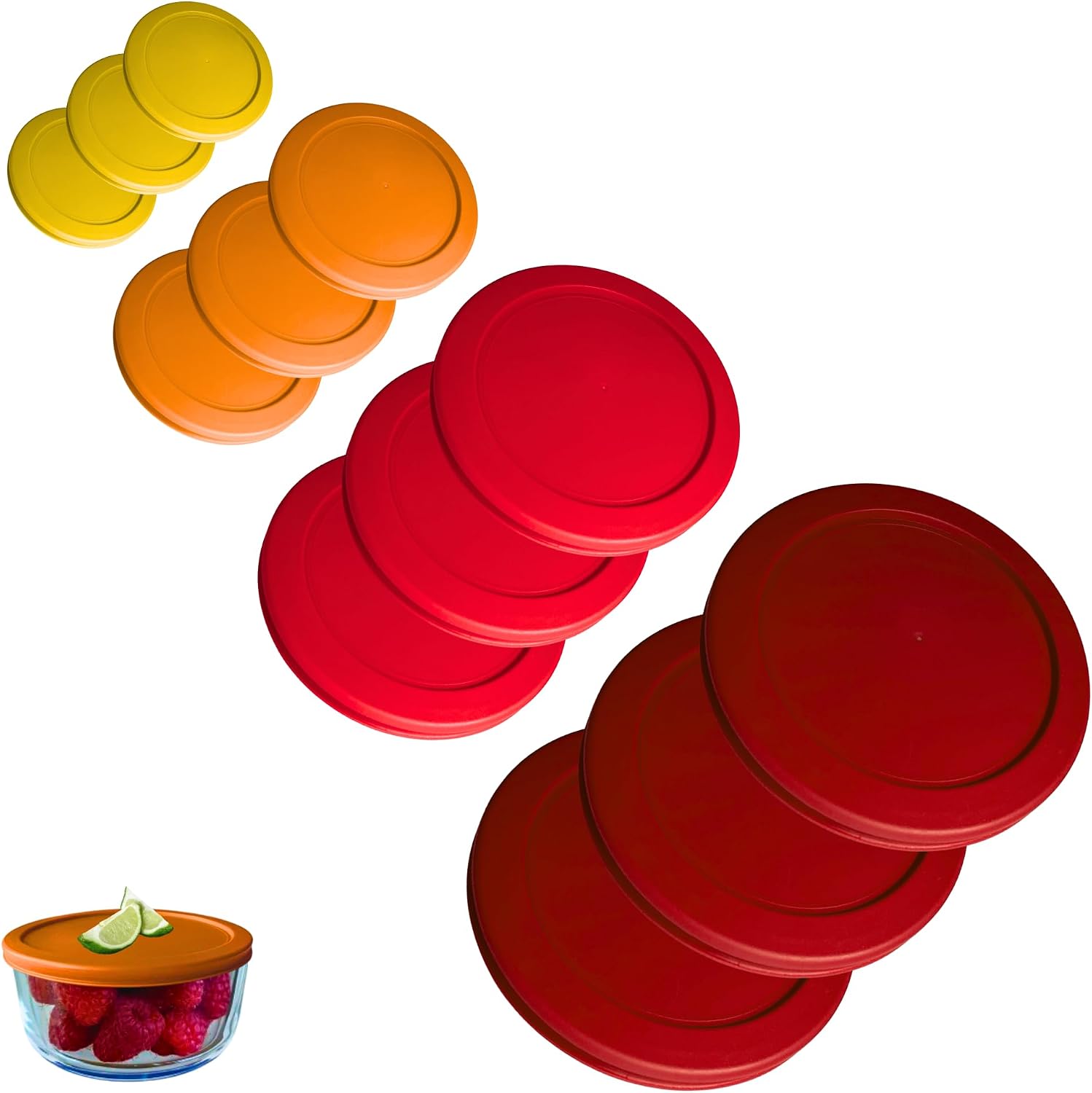 1, 2, 4 & 7 Cup Green, Orange, Blue, Red Replacement Lids/Covers for Pyrex