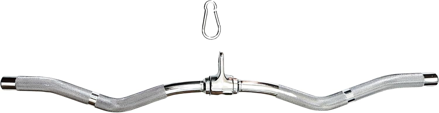 Revolving Lat Pulldown Bar for Cable Machine, Straight Bar with Rubber Grip - Tricep Press Down, Curl & Back Exercise Attachment for Home Gym