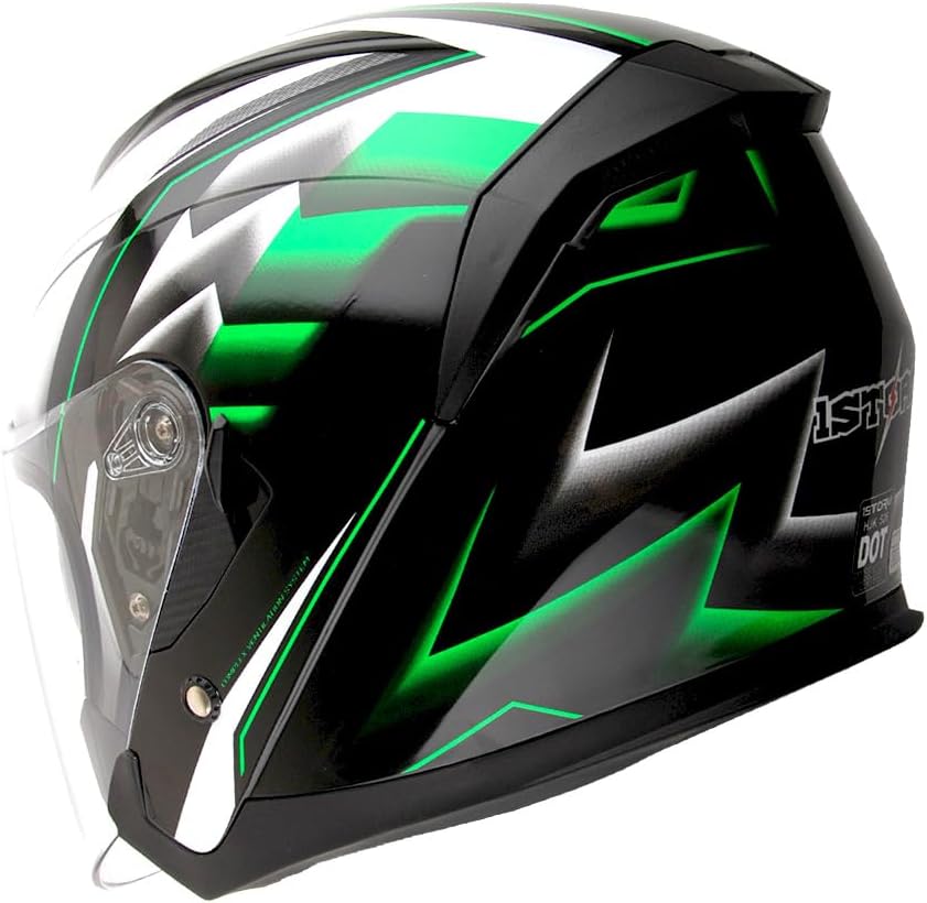 1Storm Motorcycle Open Face Helmet Scooter Classical Knight Bike Dual Lens/Sun Visor: HJK526