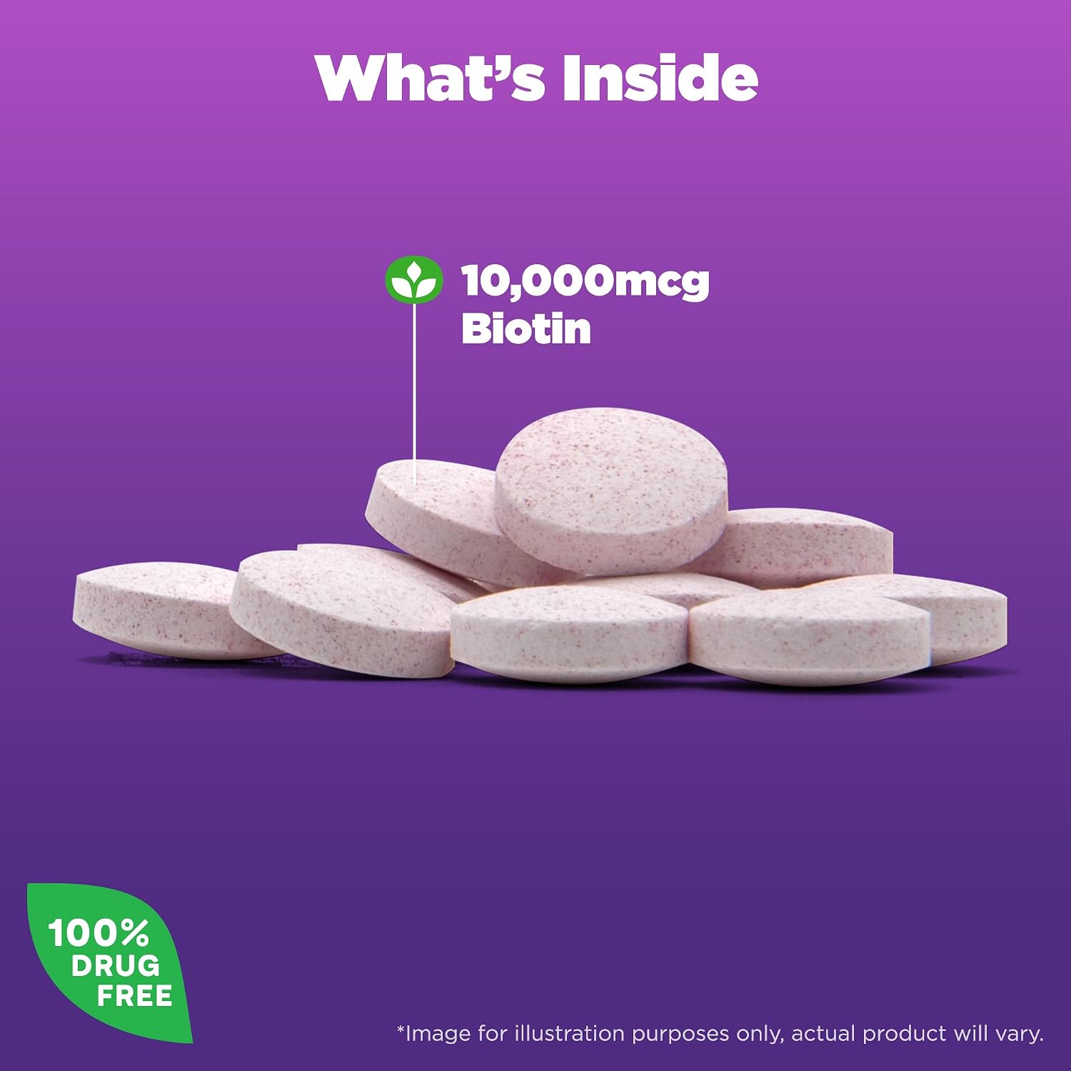 Natrol Biotin 10000mcg, 4X Faster Dissolve Supplement for Healthy Hair, Skin and Nails for Those Low in Biotin, Plus Energy Metabolism Support, 60 Tablets, Up to a 60 Day Supply