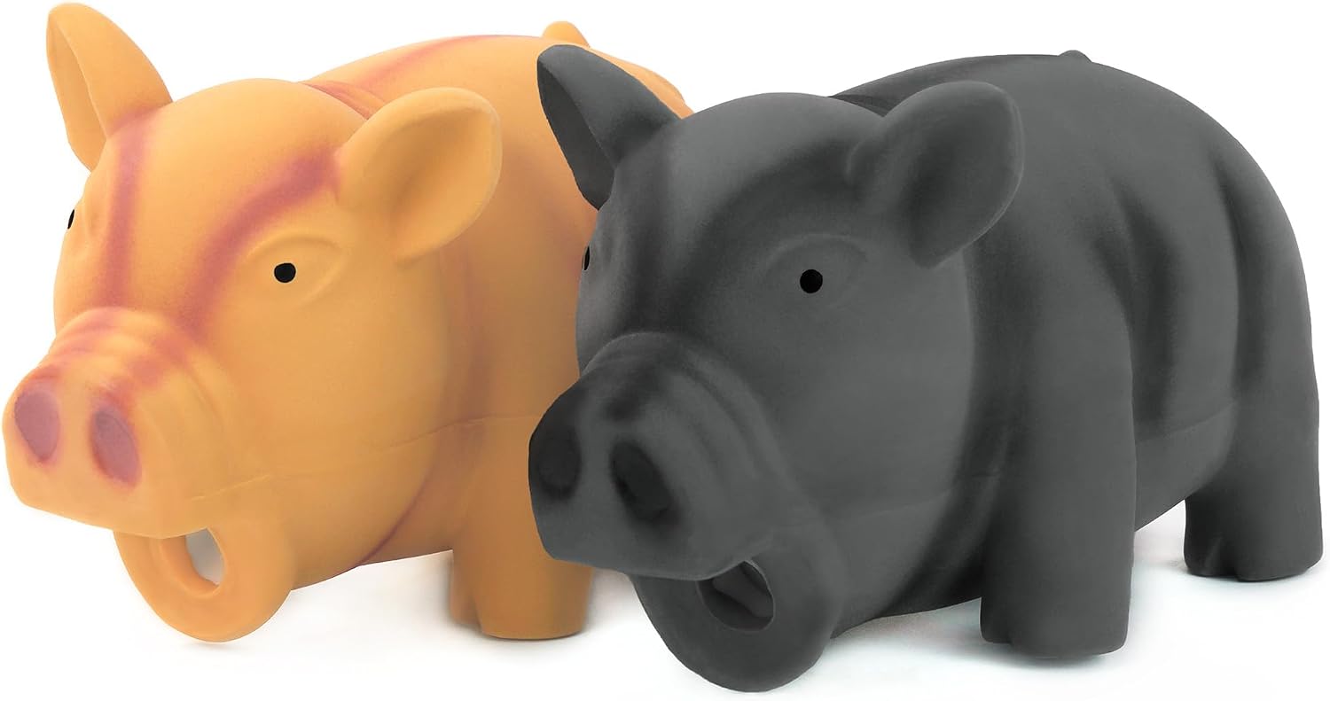 CHIWAVA 2PCS 6.5" Latex Cube Pig Dog Toy for Medium Large Dogs Grunt Sound
