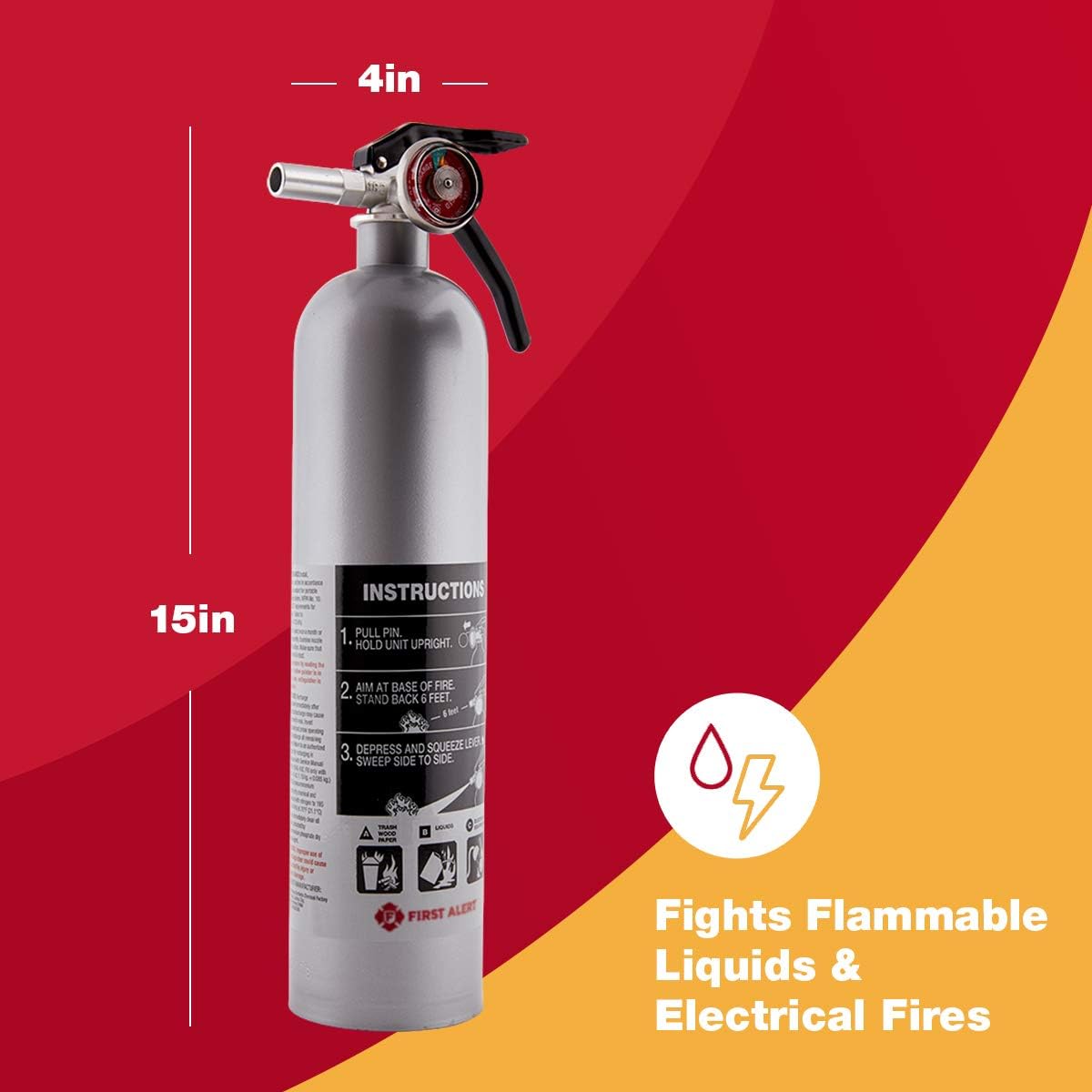 First Alert Fire Extinguisher, Standard Home Use | HOME1 UL RATED 1-A:10-B:C, Red 4-Pack