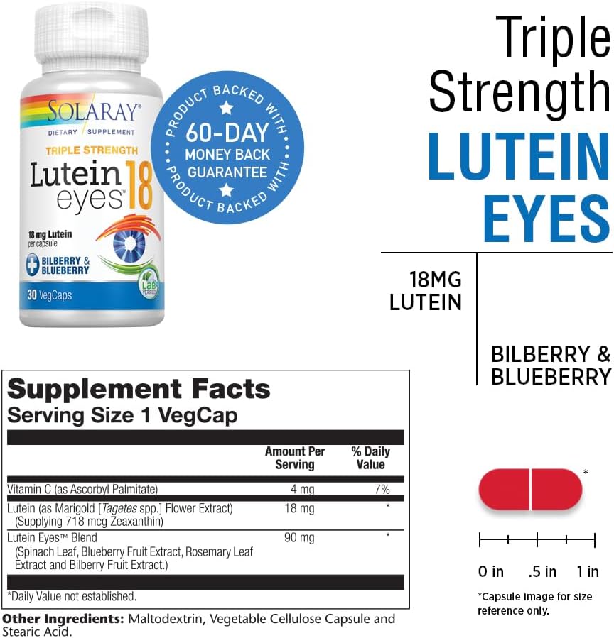SOLARAY Triple Strength Lutein Eyes, Eye Vitamins, 30 Servings
