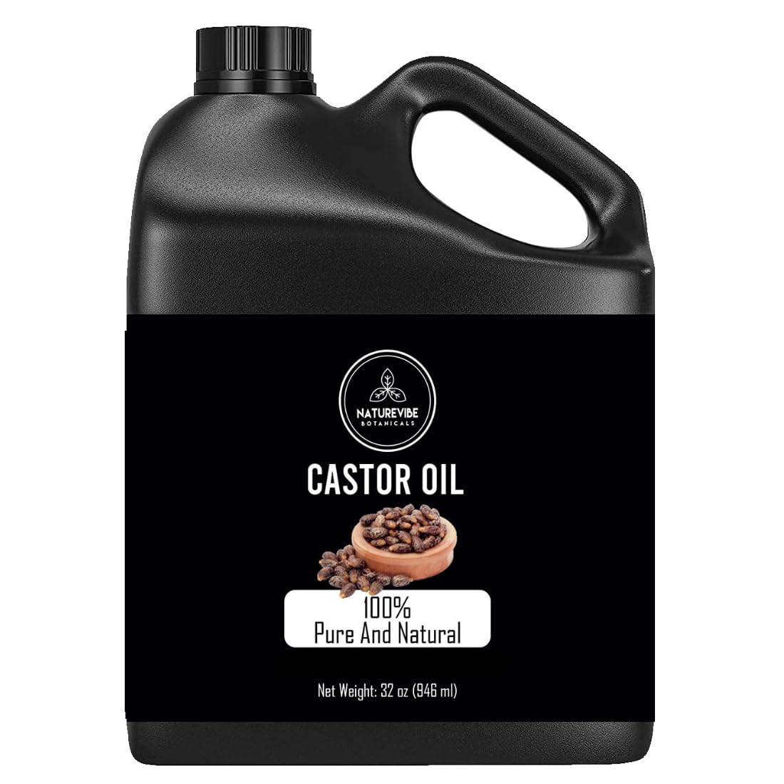 Naturevibe Botanicals Castor Oil 32 oz 100% Pure Cold-Pressed & Hexane-Free | Natural Hair, Skin & Lash Oil | Vegan, Non-GMO | Great for Hair Growth