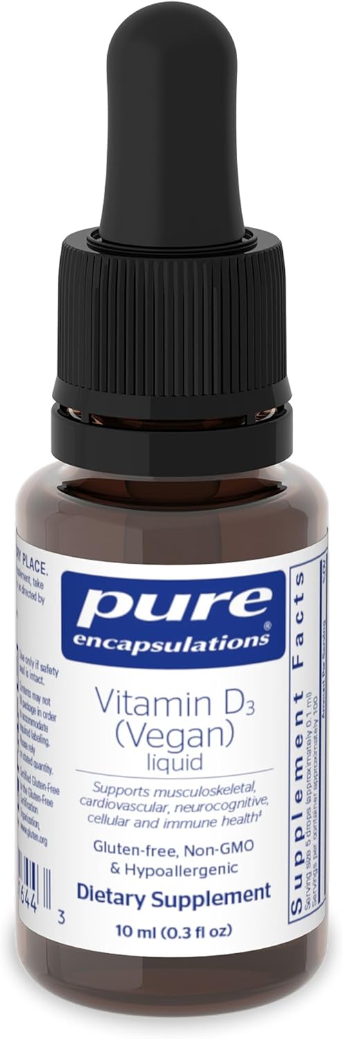 Pure Encapsulations Vitamin D3 (Vegan) Liquid, 0.3 fl. oz. | Hypoallergenic Support for Bone, Breast, Cardiovascular, Colon and Immune Health*