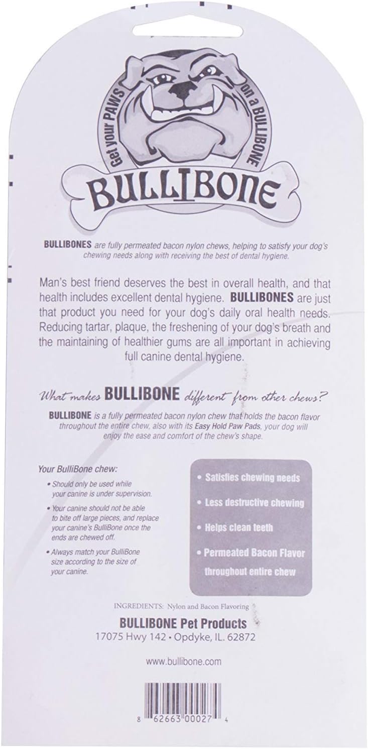 Bullibone Nylon Dog Chew Toy for Aggressive Chewers - Dental Hygiene Bone with Beef Flavor, Durable Tough Chew Toys for Small Dogs, Indestructible Dog Bone - 3 Pack