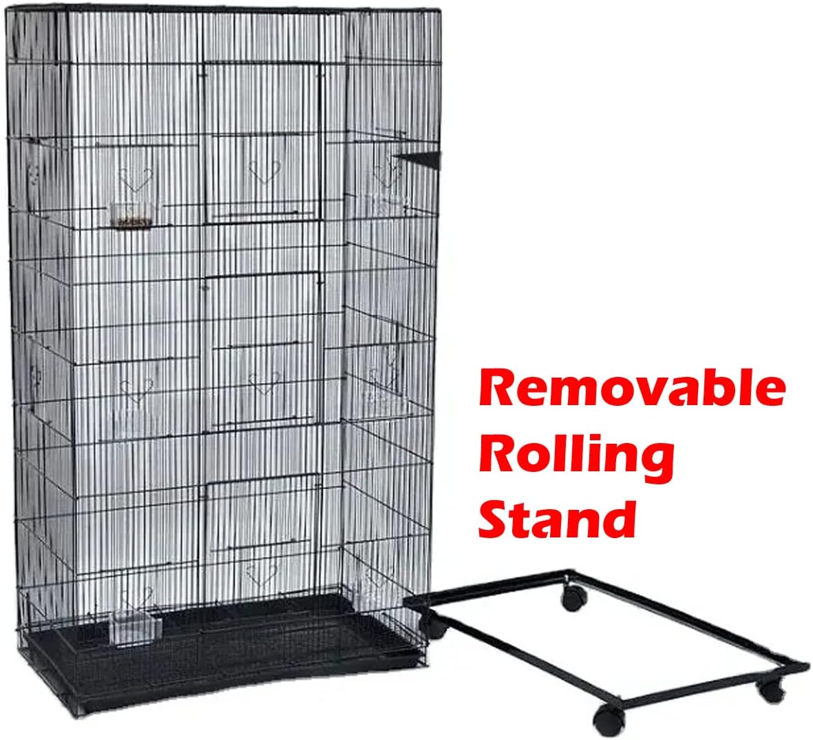 55" X-Large with 3/8-Inch Tight Bar Spacing for Multiple Flight Small Size Bird Aviary Budgie Canary Finches Breeding Home Cage with Removable Rolling Stand