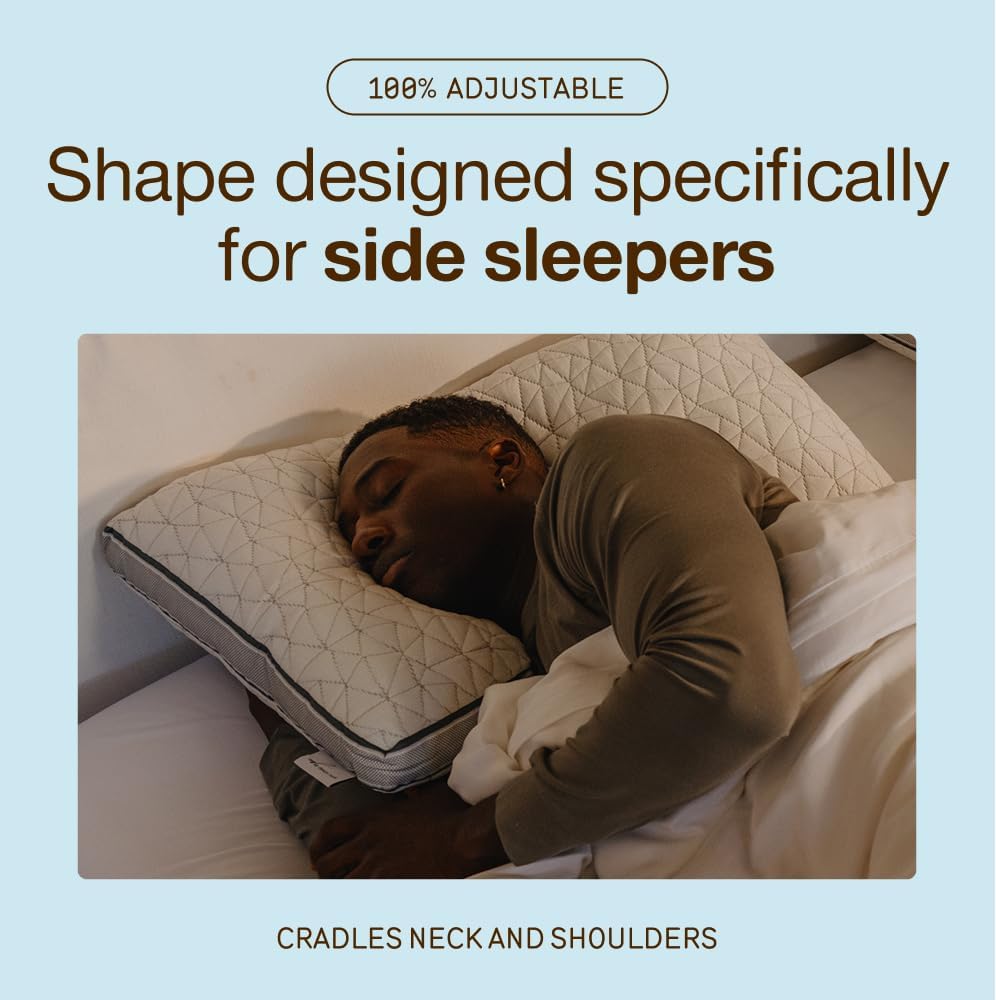 Coop Home Goods Eden Bed Pillow Queen Size for Sleeping on Back, Stomach and Side Sleeper- Medium Soft Memory Foam Cooling Gel - CertiPUR-US/GREENGUARD Gold