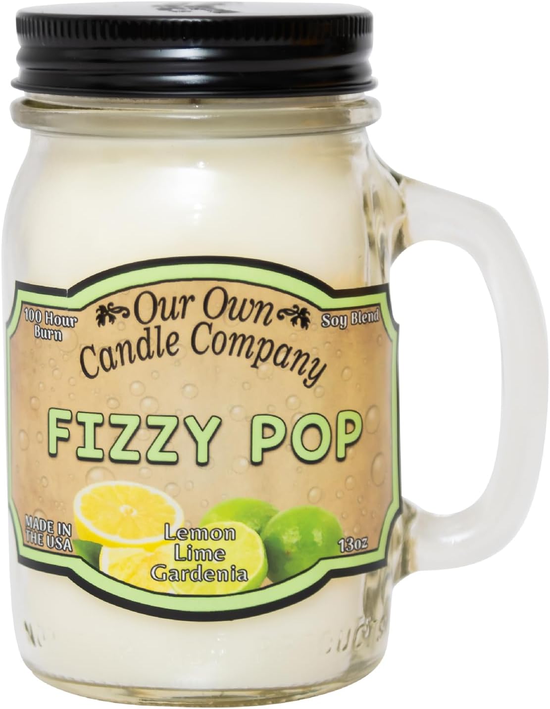 Balsam Pine Scented Mason Jar Candle, Our Own Candle Company, 13 oz | Clean, fresh Balsam-pine-tree scent; soy blend wax; lead-free wick with patented straightener; long lasting