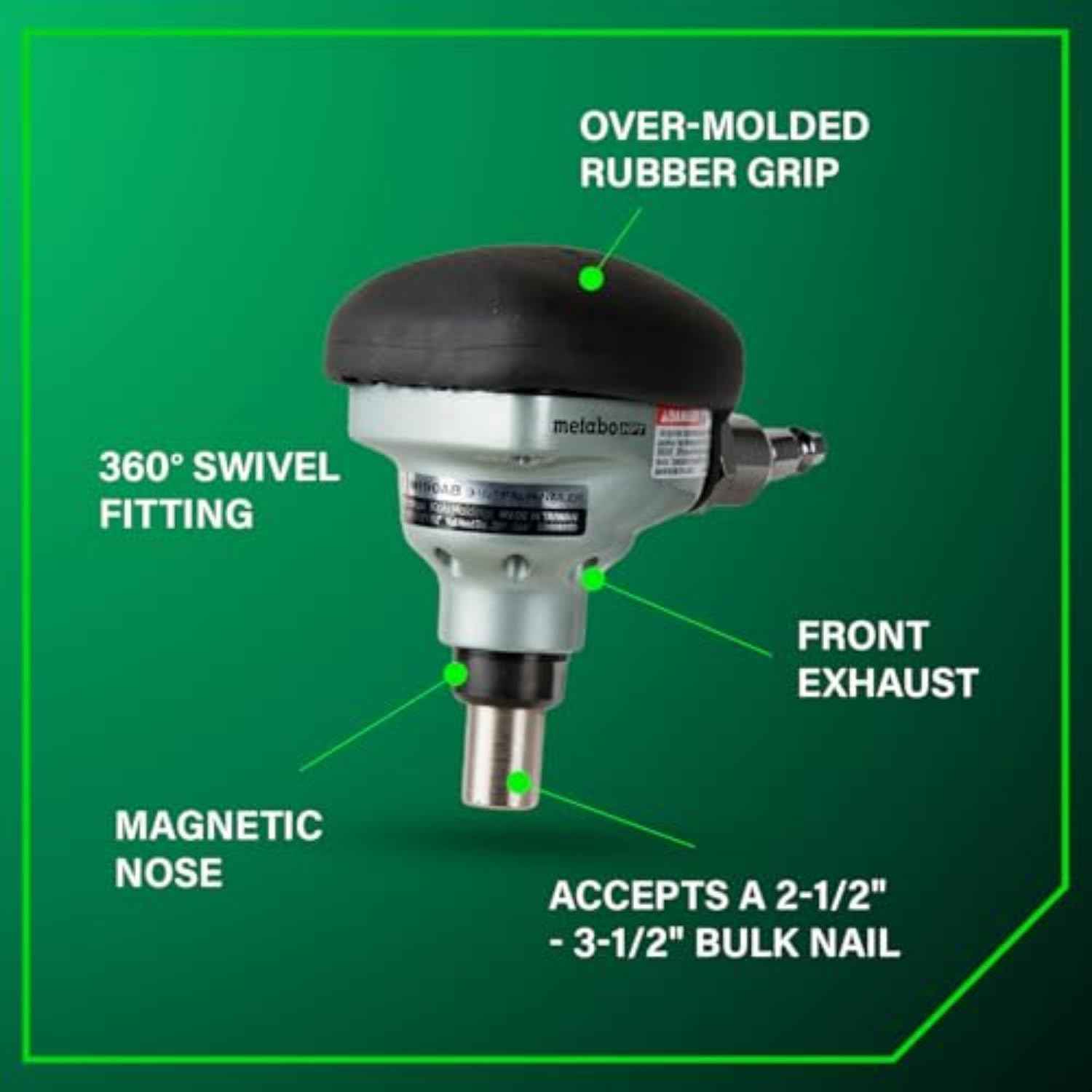 Metabo HPT Palm Nailer, Magnetic Nose 360° Swivel, Joist Hangers, NH90AB