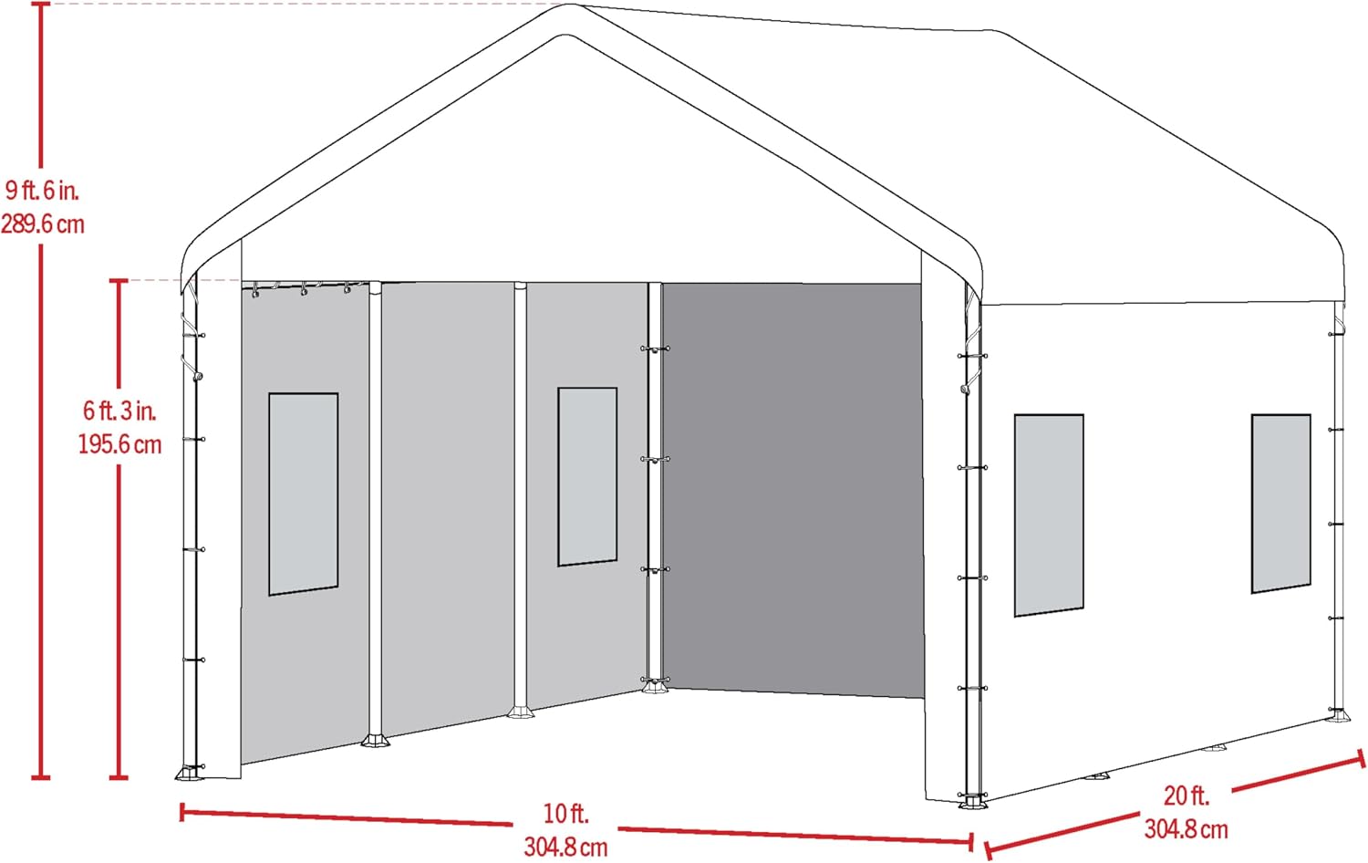 ShelterLogic MaxAP Clearview Enclosure Kit with Windows, 10 x 20 ft. (Frame and Canopy Sold Separately)