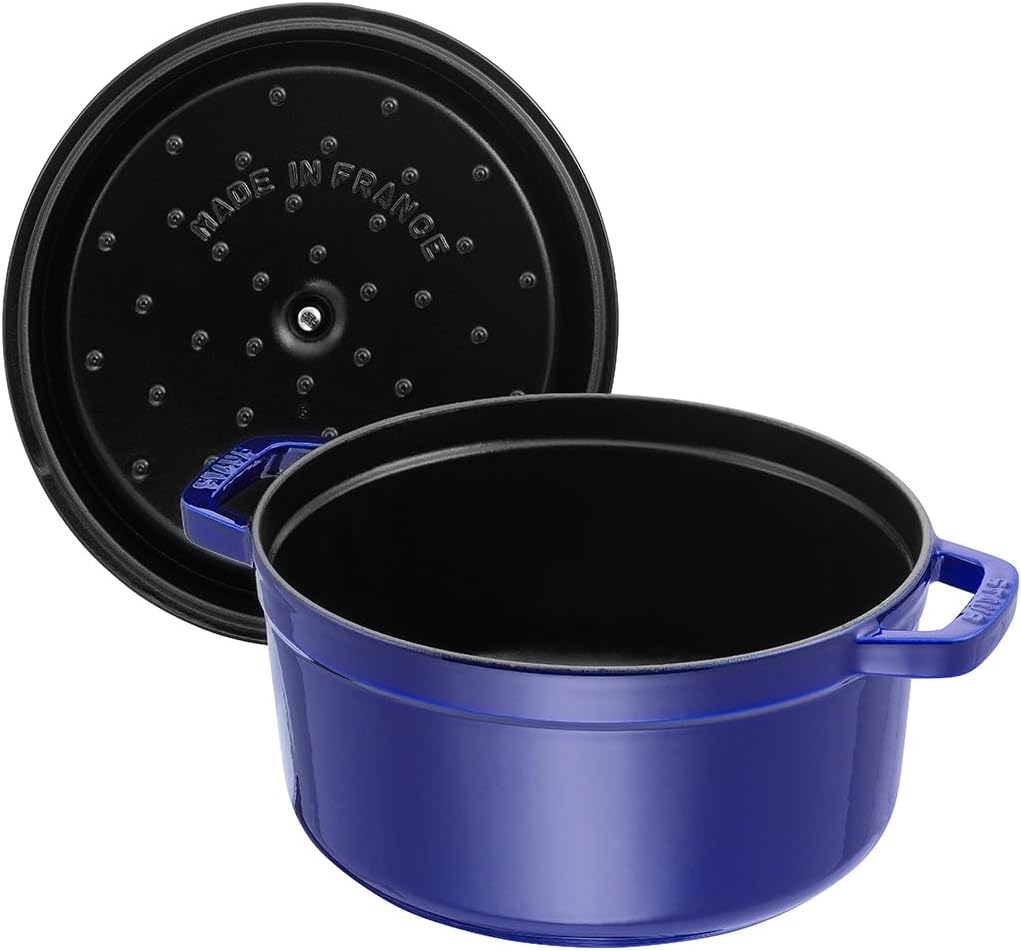 Staub Cast Iron 5.5-qt Round Cocotte - Dark Blue, Made in France