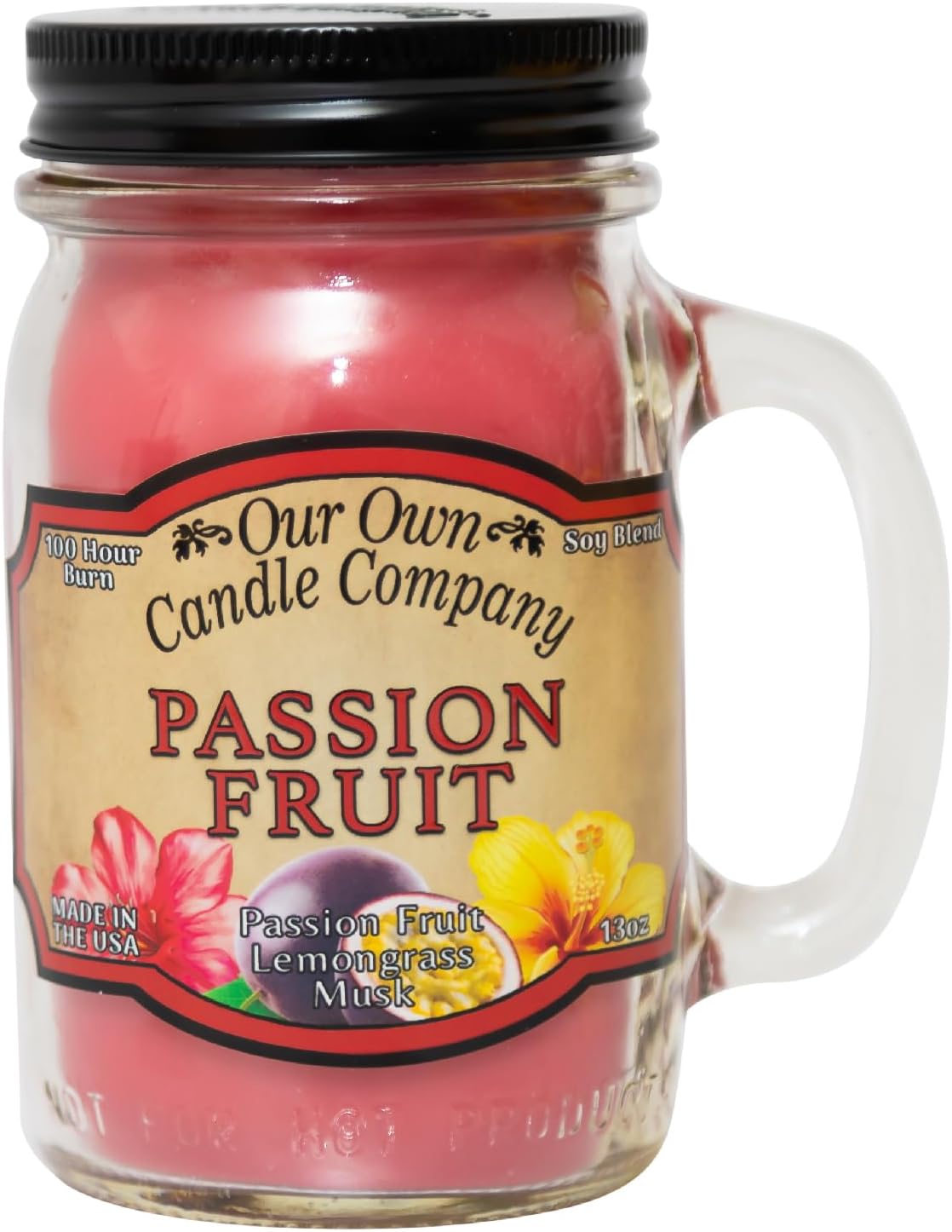 Balsam Pine Scented Mason Jar Candle, Our Own Candle Company, 13 oz | Clean, fresh Balsam-pine-tree scent; soy blend wax; lead-free wick with patented straightener; long lasting