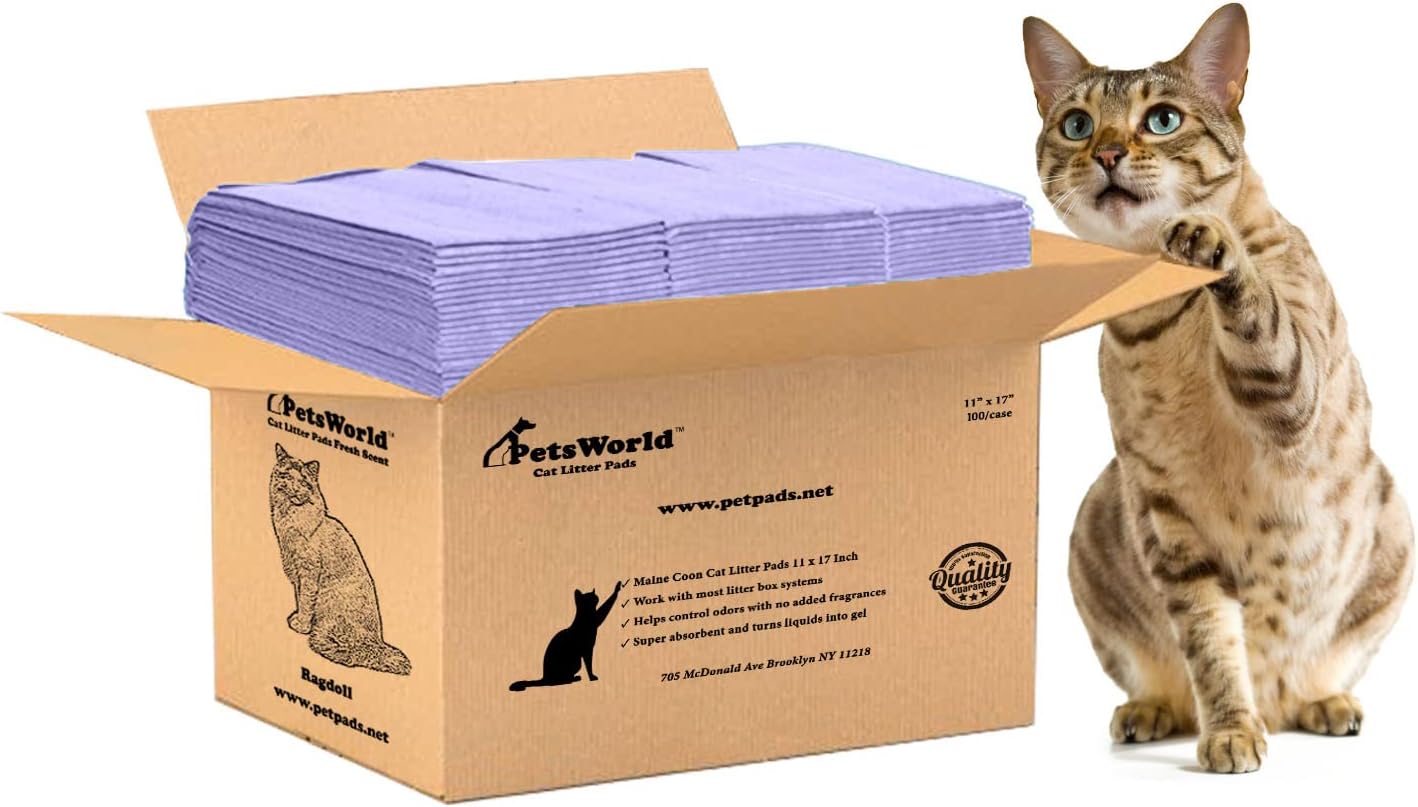 PetsWorld Universal Fit Cat Pad Refills for Litter Box, Fresh Scent, Odor Control, Pack of 200