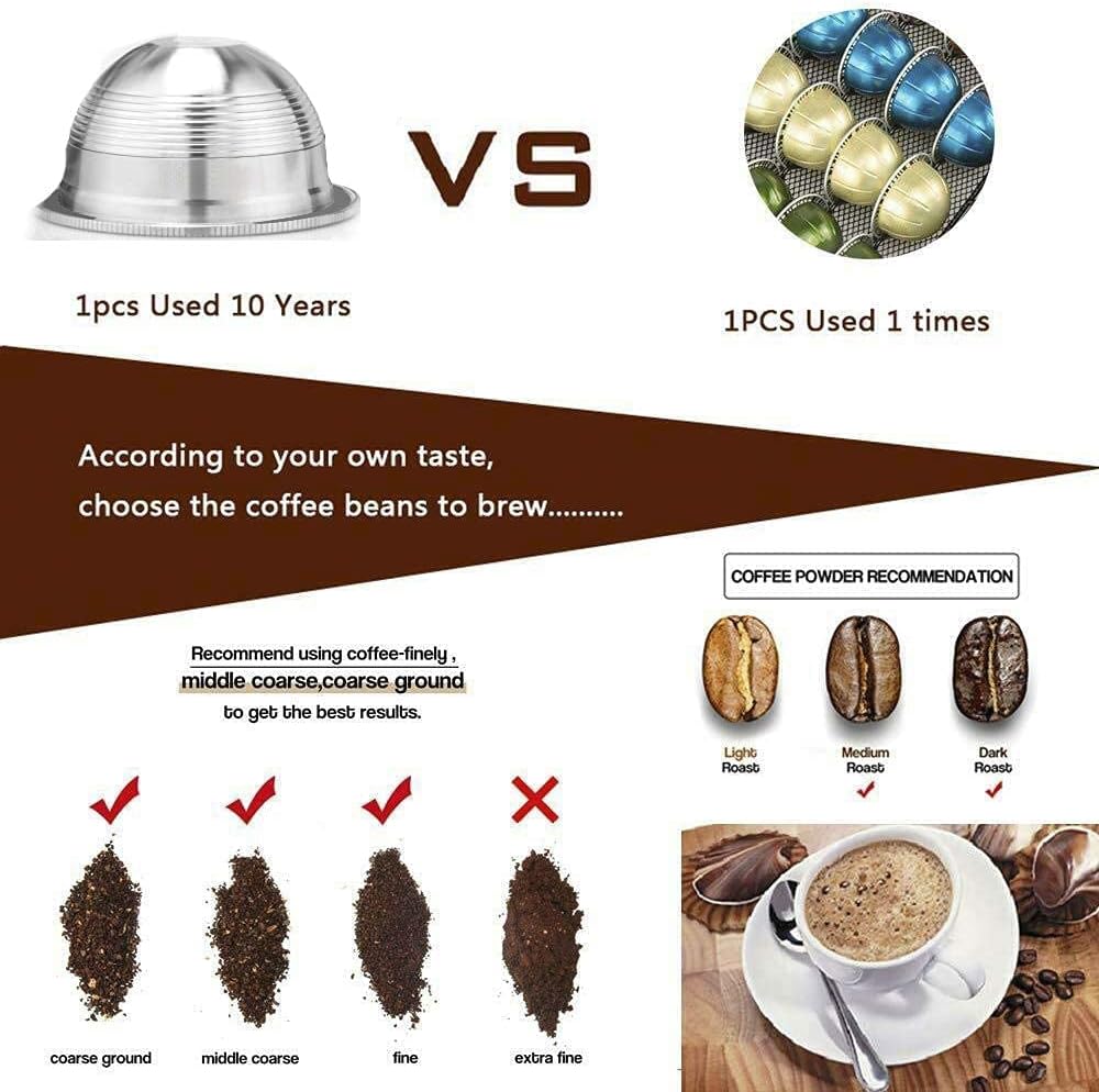 Stainless Steel Reusable Coffee Capsule, Metal Refillable Coffee Pod Brewing Espresso 70ML/2.40Z(SMALL), Compatible with N-espresso Ver-tuoPlus XN903/XN900 / Vertuo-line GCA1/ENV135/ENV150