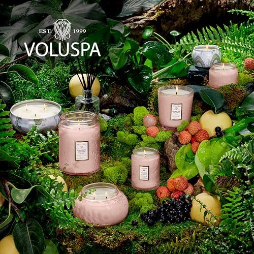 Voluspa Panjore Lychee, Glass Chawan Bowl Candle, 14 oz, 50 Hour Burn Time, Coconut Wax for Clean Burning, Handcrafted in the USA