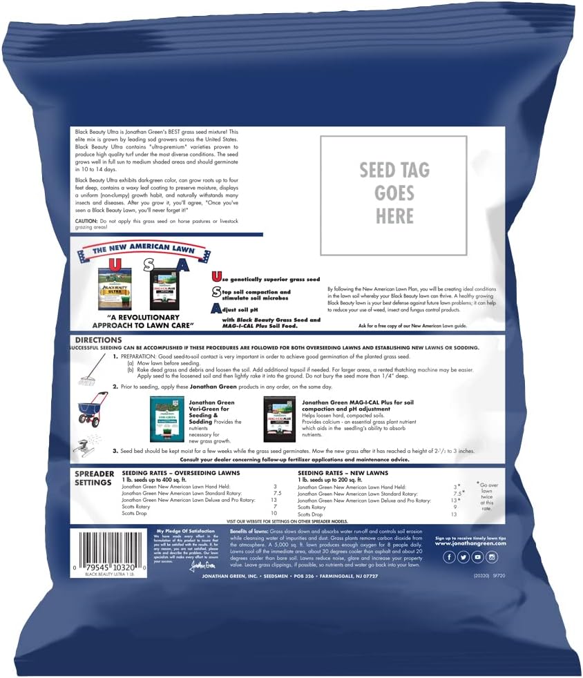 Jonathan Green (10323) Black Beauty Ultra Grass Seed - Cool Season Lawn Seed (25 lb)