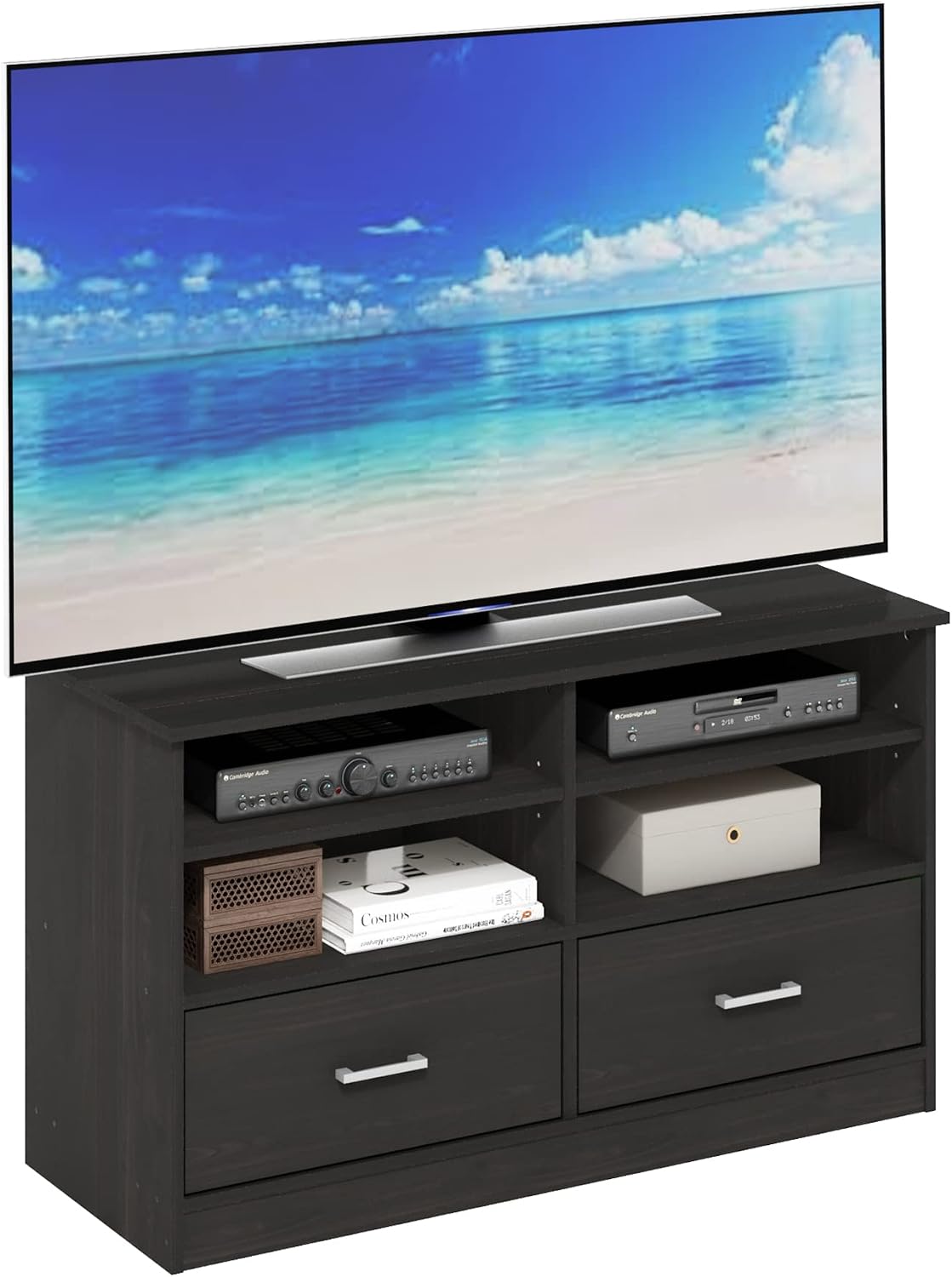 Furinno Fowler Multipurpose TV Stand Bookshelves, French Oak Grey