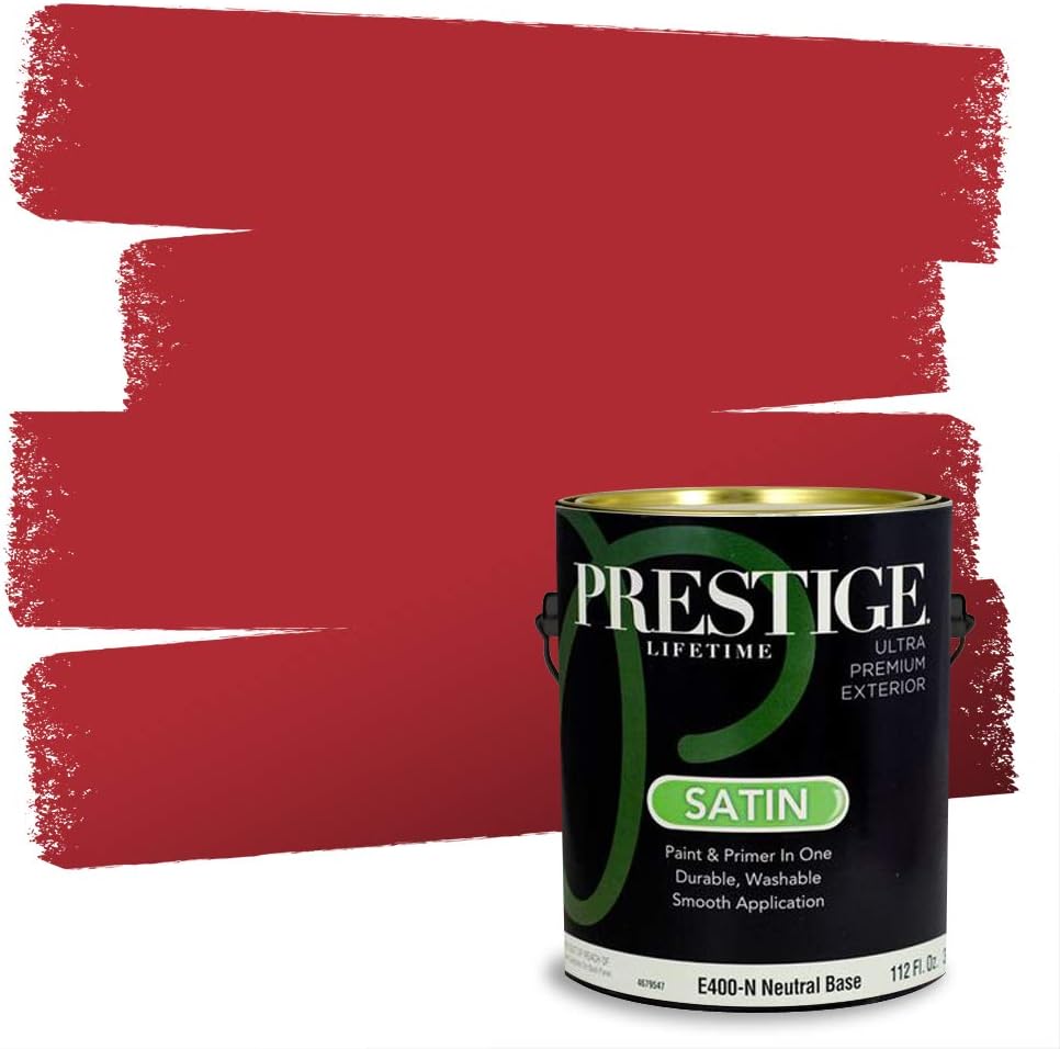 PRESTIGE Paints Exterior Paint and Primer In One, 1-Gallon, Satin, Comparable Match of Sherwin Williams* Real Red*