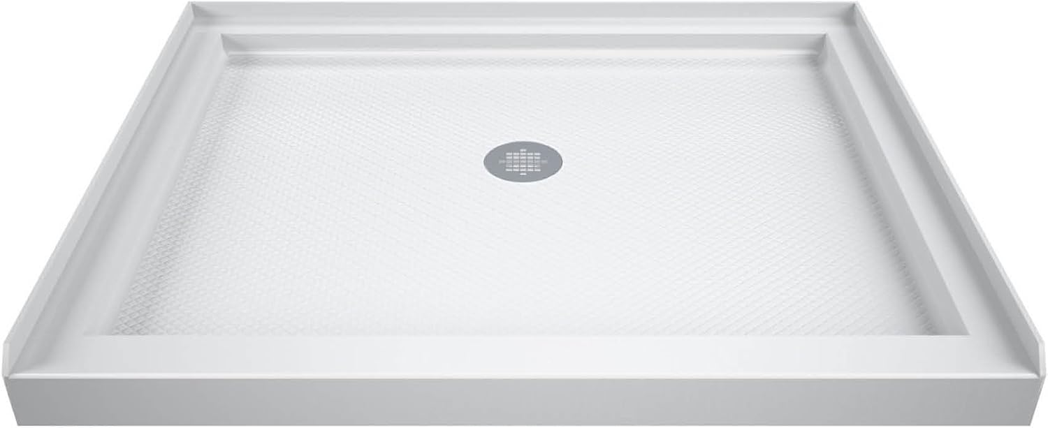 DreamLine SlimLine 32 in. D x 32 in. W x 2 3/4 in. H Center Drain Single Threshold Shower Base in White, DLT-1132320