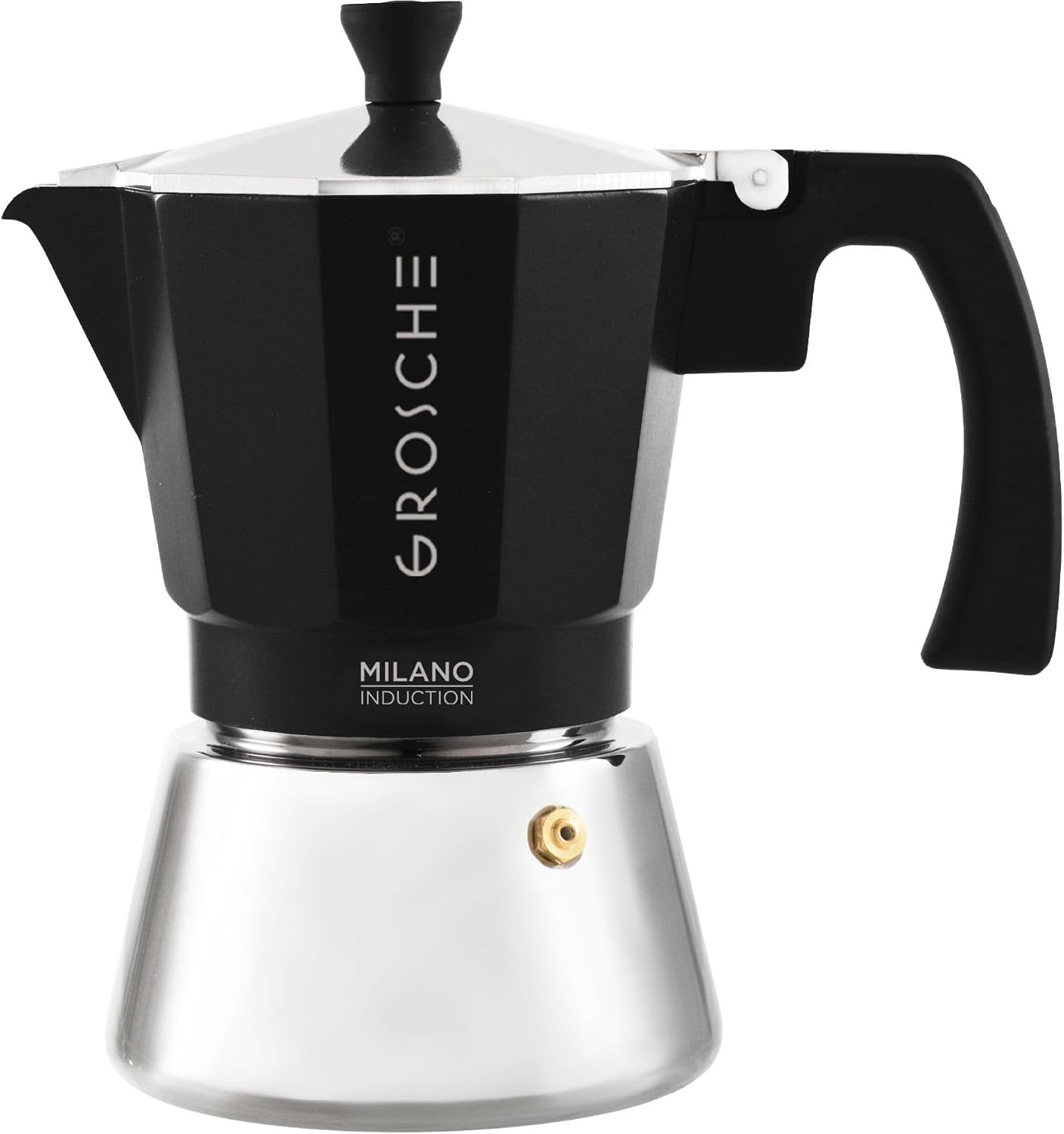 GROSCHE Milano Moka Pot | 9 Espresso Cup - 15.2 oz | Stovetop Espresso Percolator & Coffee Maker – Portable, Ideal for Home and Camping | Cuban Coffee Maker And Italian Moka Pot For Stovetop Espresso; For Gas, Electric, And Propane Stoves With A Soft-Tou…
