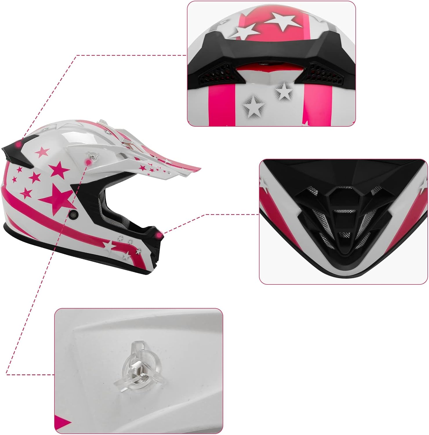 TCMT Youth Dirt Bike Helmet DOT Certified - Kids Full Face Motocross ATV Helmet with Goggles, Gloves and Helmet Bag for Off-Road, BMX, MX, Street Riding