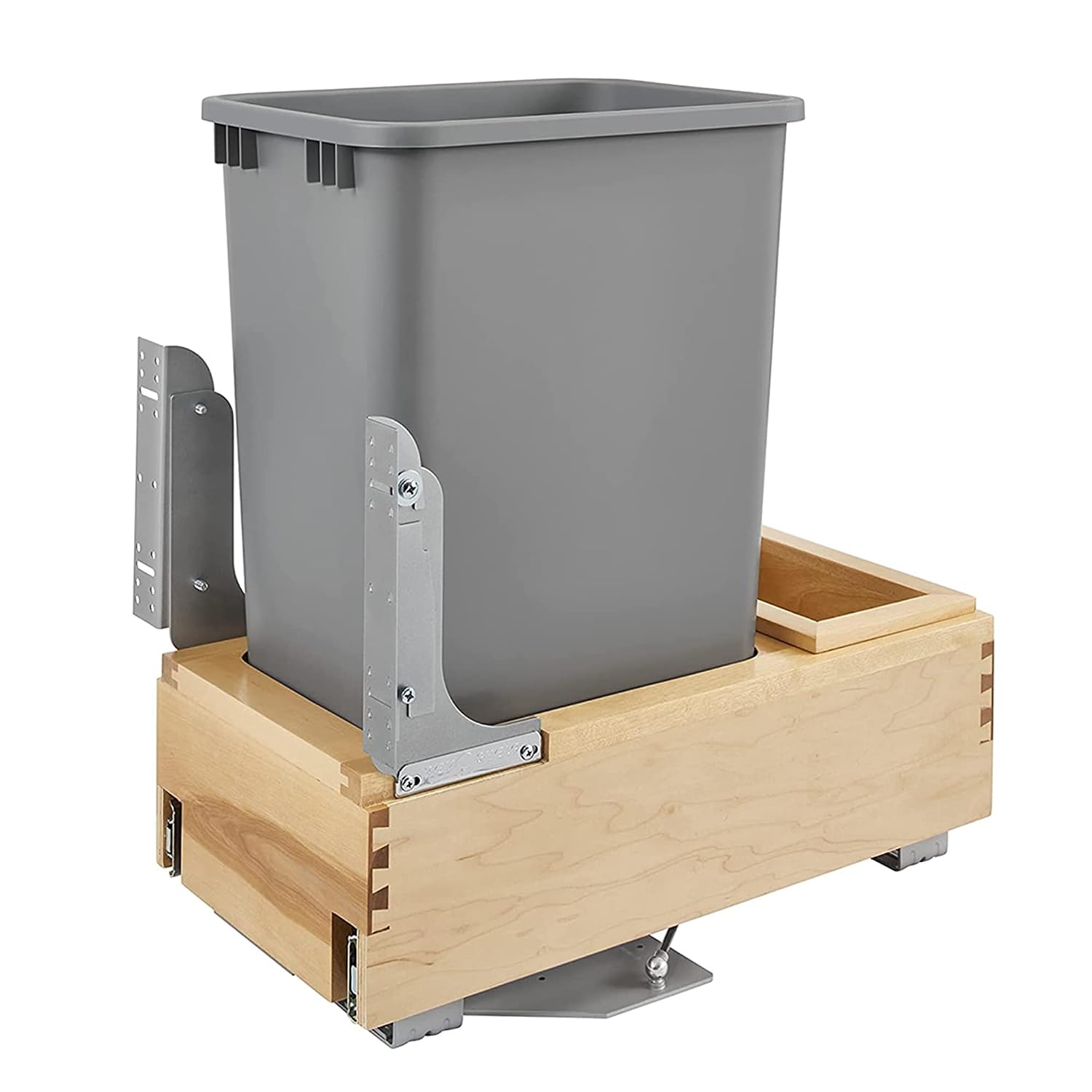 Rev-A-Shelf Pullout Under Counter Trash Can, 50 Qt 12.5 Gal Garbage Container with Soft-Close and Soft-Open Slides, Silver, 4WCBM-1550DM-1