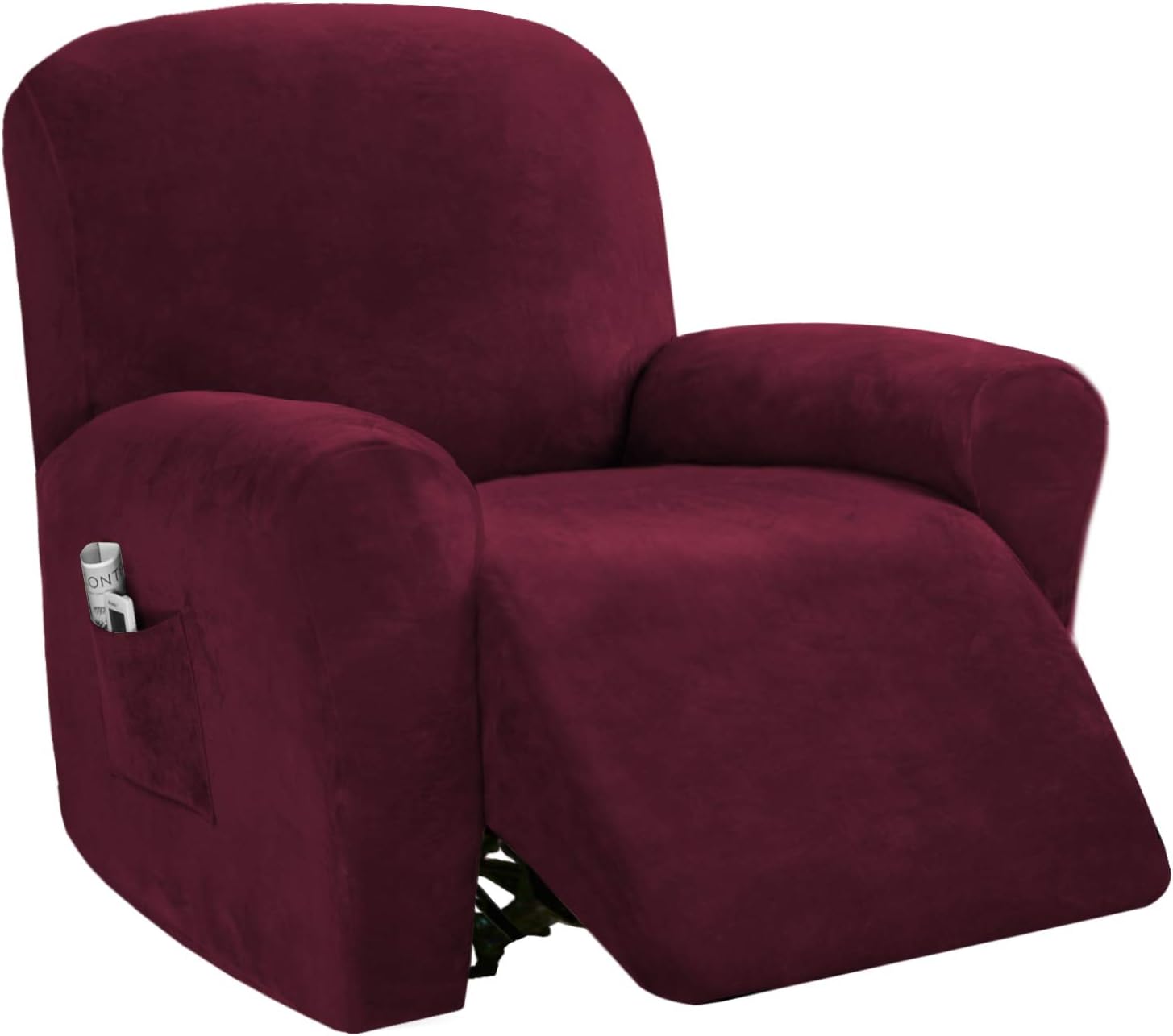 PrinceDeco Recliner Chair Cover Velvet Stretch Recliner Couch Covers 4-Pieces Style Recliner Chair Covers Recliner Cover for Reclining Chair