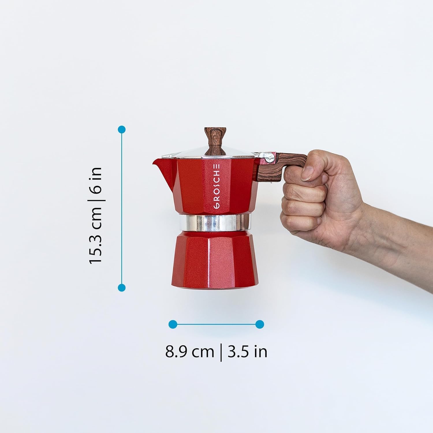 GROSCHE Milano Moka Pot | 9 Espresso Cup - 15.2 oz | Stovetop Espresso Percolator & Coffee Maker – Portable, Ideal for Home and Camping | Cuban Coffee Maker And Italian Moka Pot For Stovetop Espresso; For Gas, Electric, And Propane Stoves With A Soft-Tou…