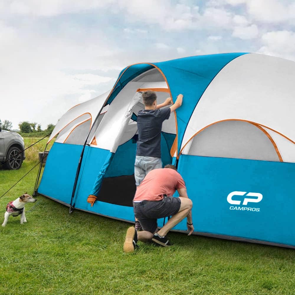 CAMPROS CP 8 Person Camping Tent, Room Divider, Rainfly, Weather Resistant