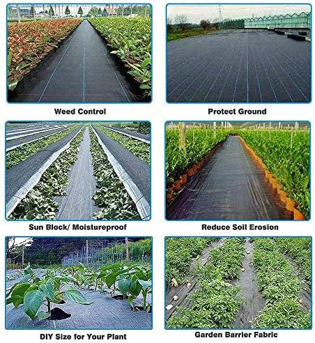 Goasis Lawn Weed Barrier Control Fabric Ground Cover Membrane Garden Landscape Driveway Weed Block Nonwoven Heavy Duty 125gsm Black,3FT x 100FT