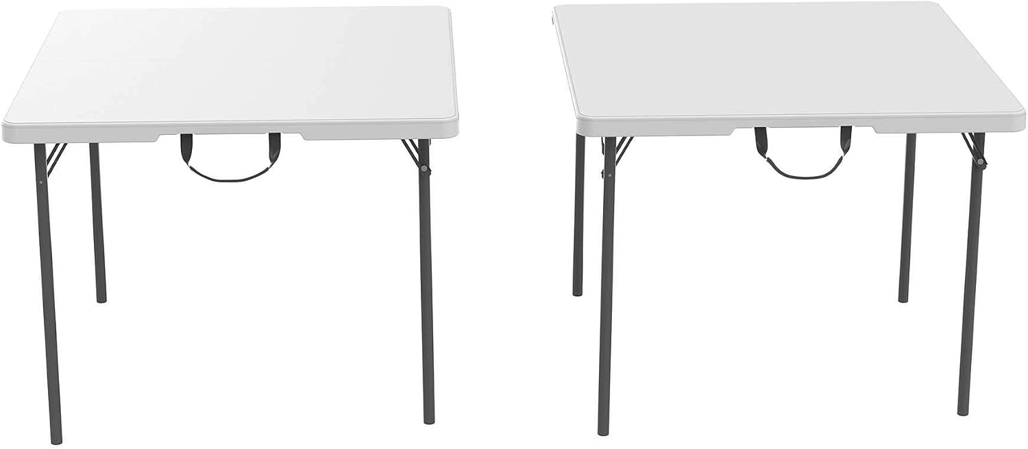 LIFETIME 280228 37-Inch Square Fold-in-Half Table, White Granite Top with Gray Frame