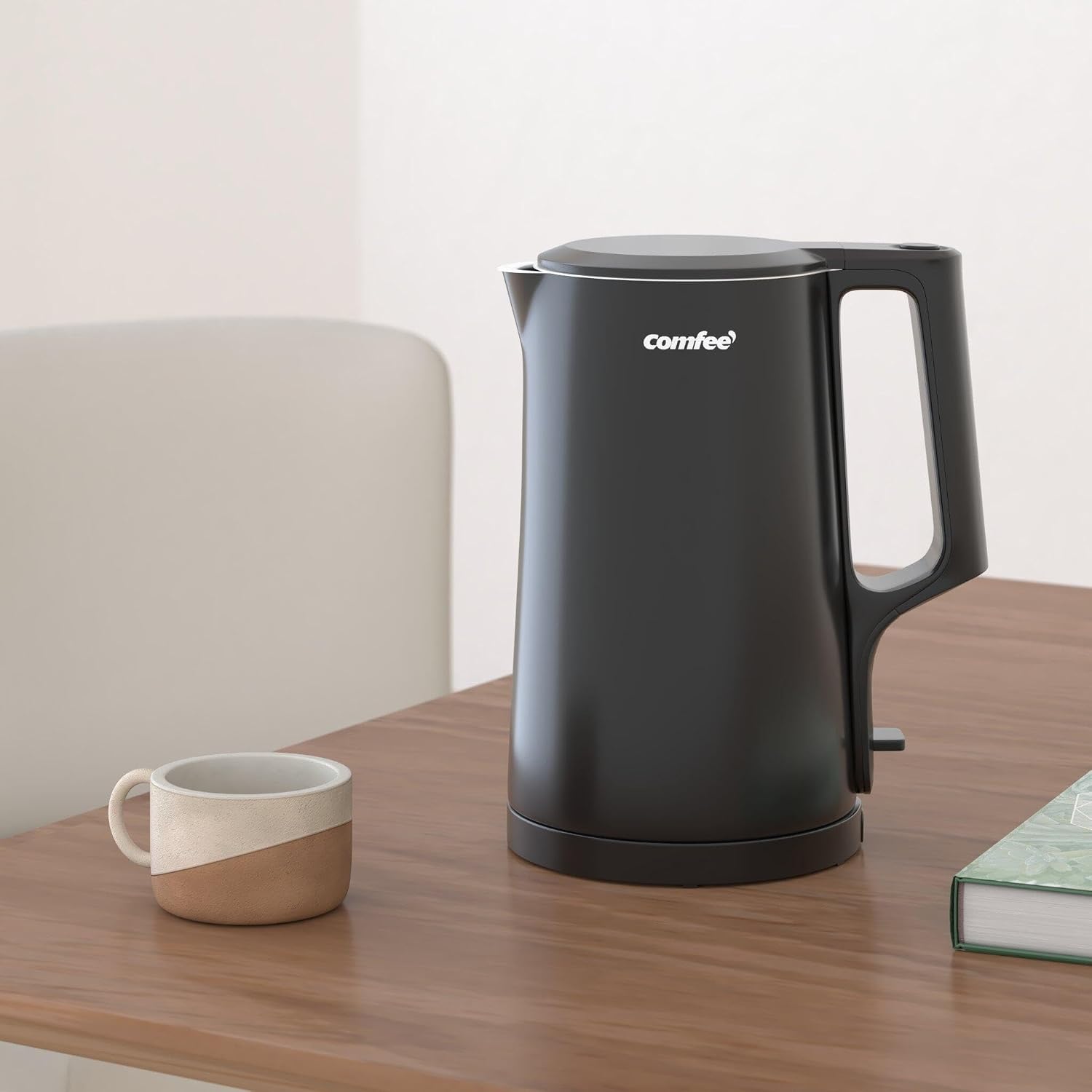 Comfee 1.7L Stainless Steel Electric Tea Kettle, BPA-Free Hot Water Boiler, Cordless with LED Light, Auto Shut-Off and Boil-Dry Protection