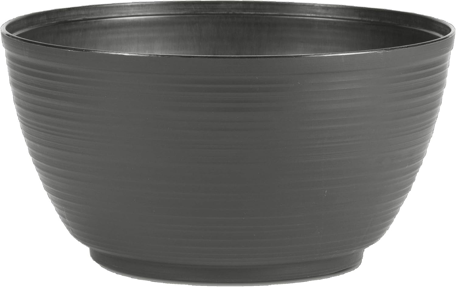 Bloem Willow 12" Plastic Plant Bowl, Deep Round Garden Pot, Peppercorn | Sealed plant bowl with knockout drainage, perfect for displaying herbs and succulents on indoor and outdoor surfaces.